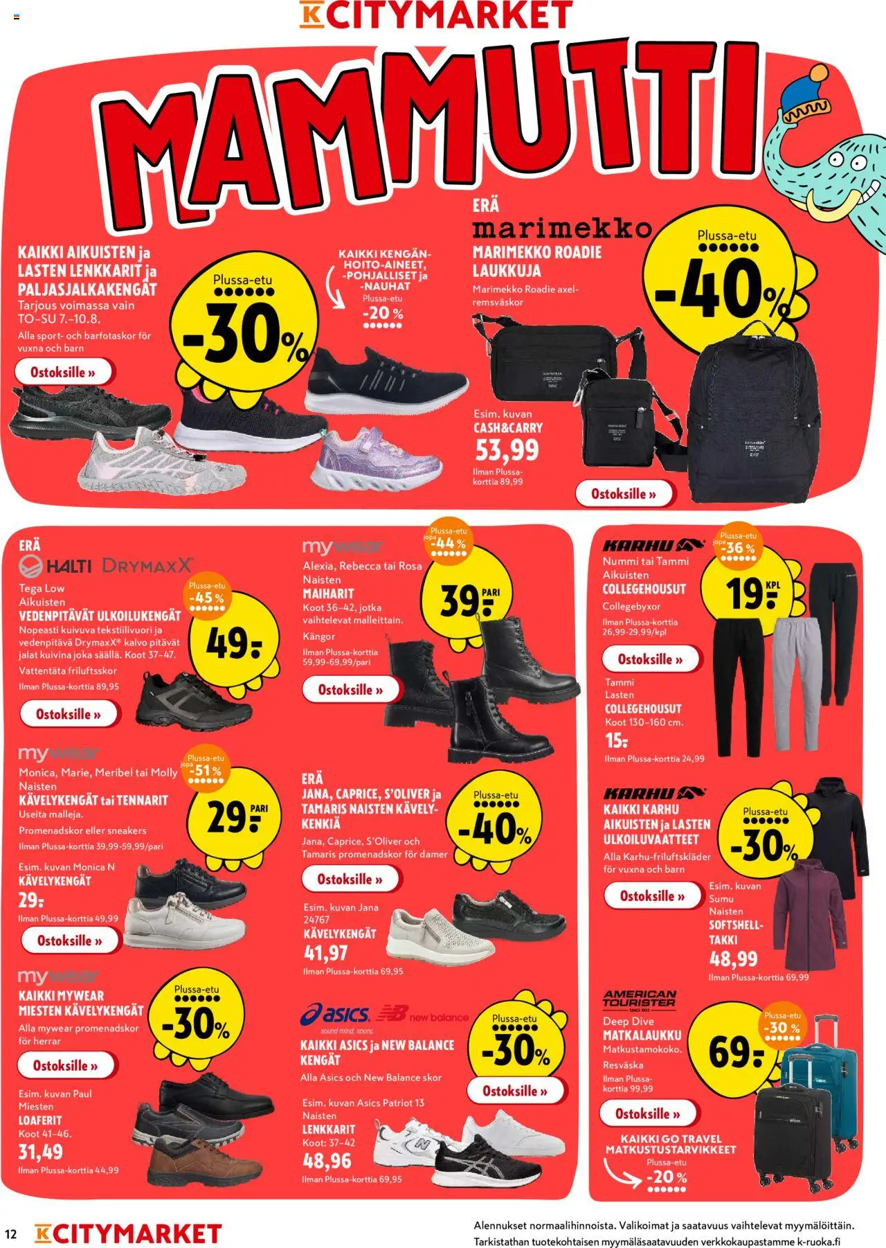 | Sivu: 12 | Tuotteet: Paljasjalkakengät, Takki, Lenkkarit, Matkalaukku