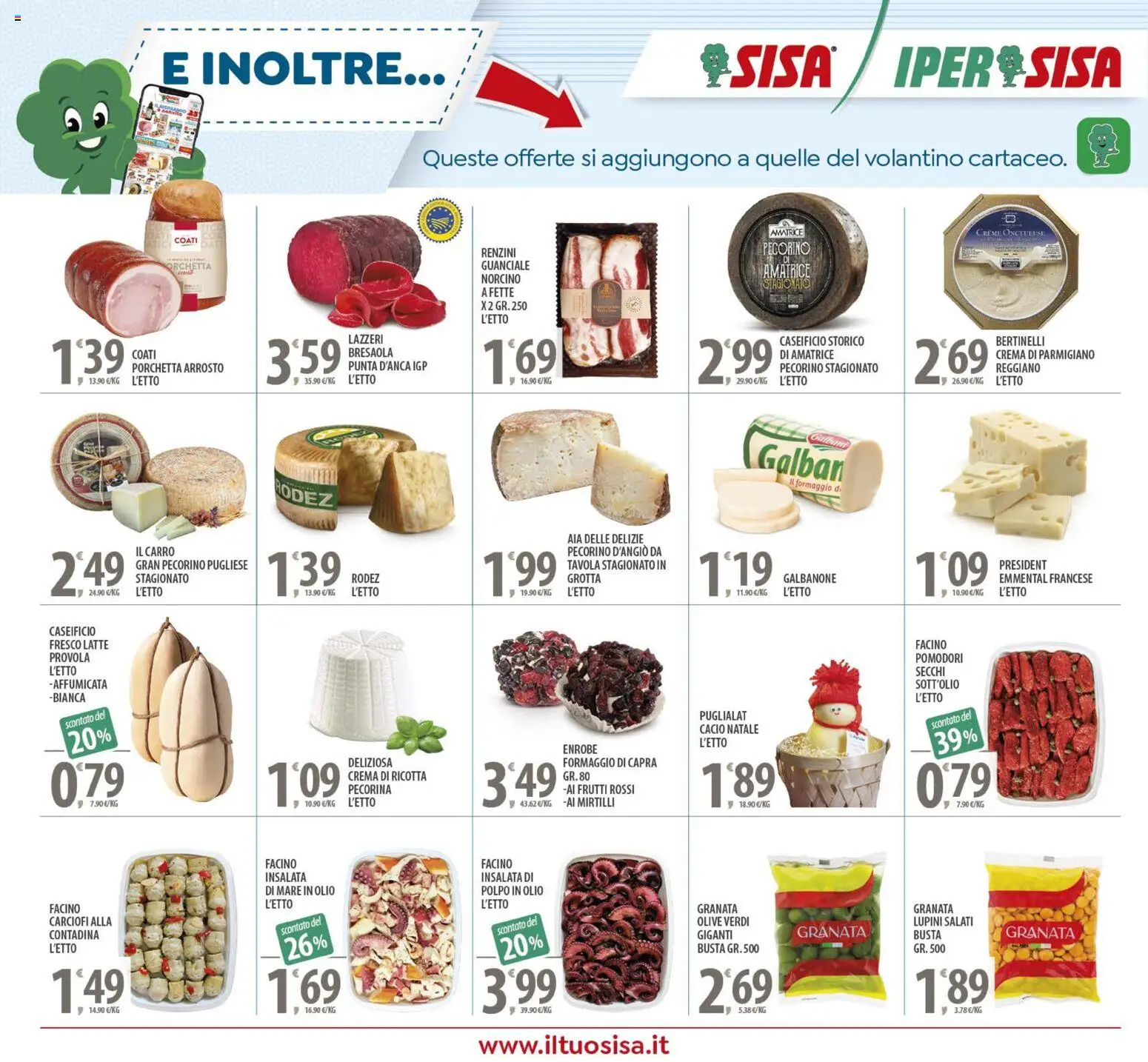 Volantino SISA del 16.12.2025 | Pagina: 22 | Prodotti: Bresaola, Ricotta, Emmental, Guanciale