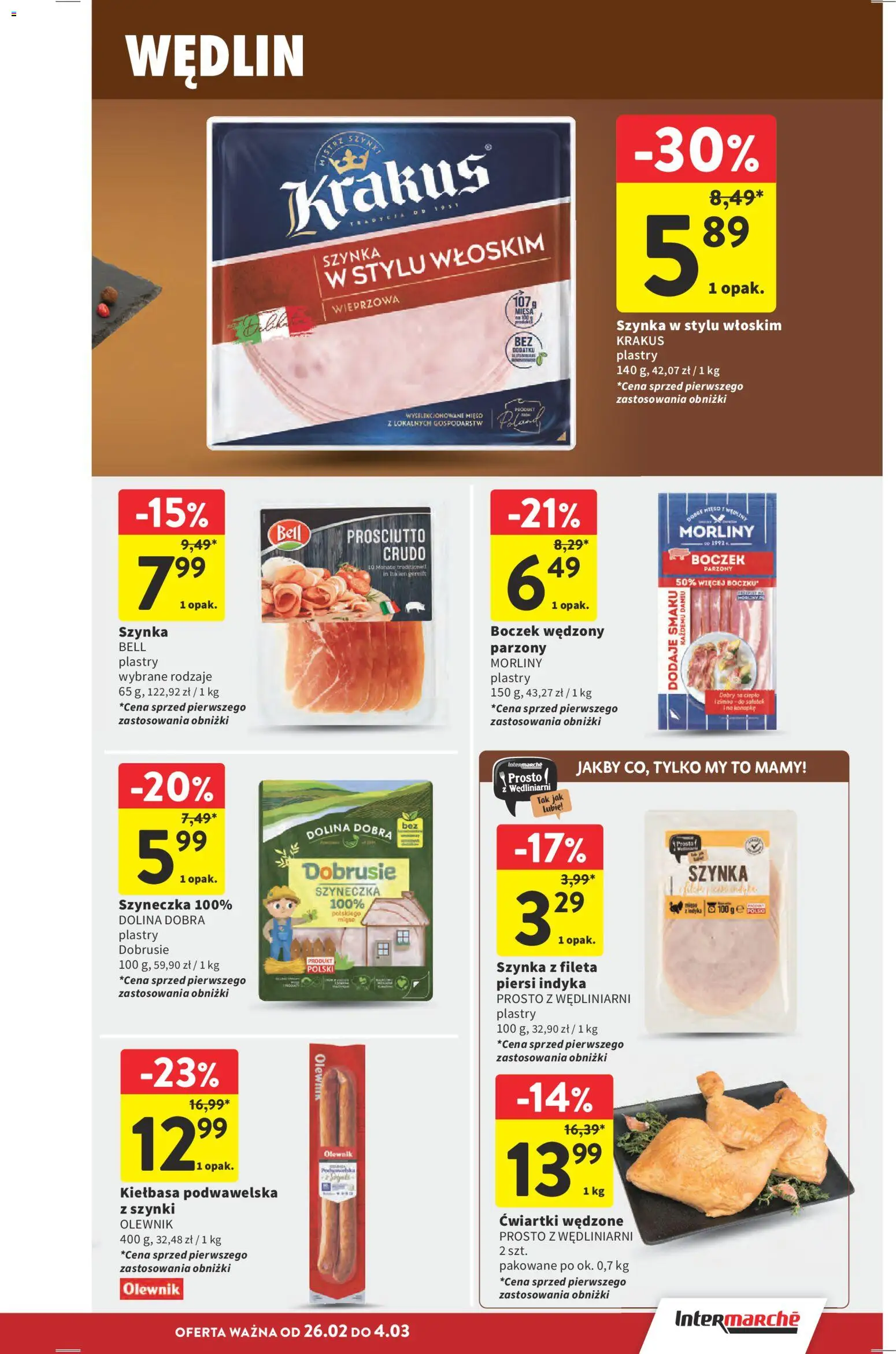 Intermarche Gazetka od 26.02.2026 | Strona: 17 | Produkty: Piersi, Boczek wędzony, Boczek, Prosciutto