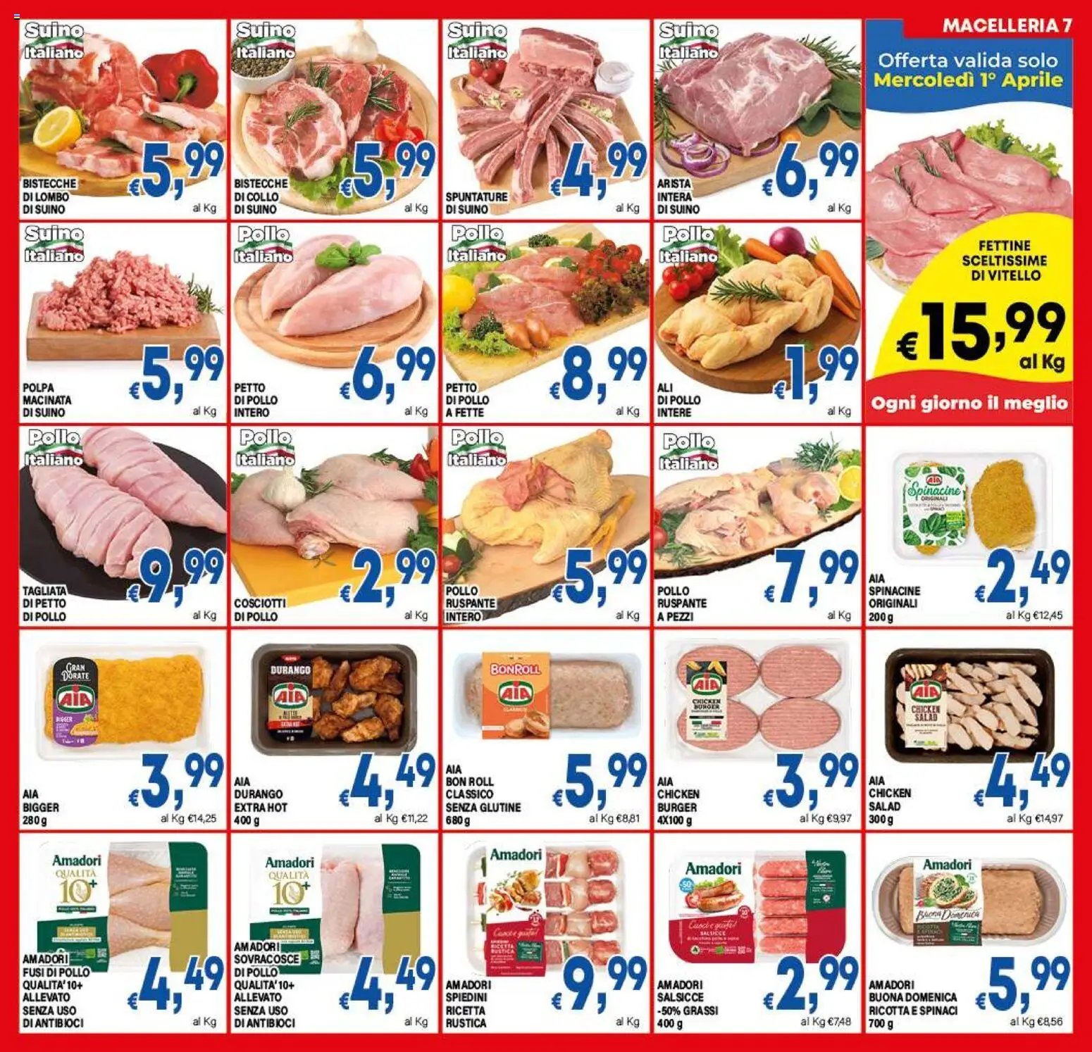 Volantino DEM del 27.03.2026 | Pagina: 7 | Prodotti: Suino, Spinaci, Ricotta, Spiedini