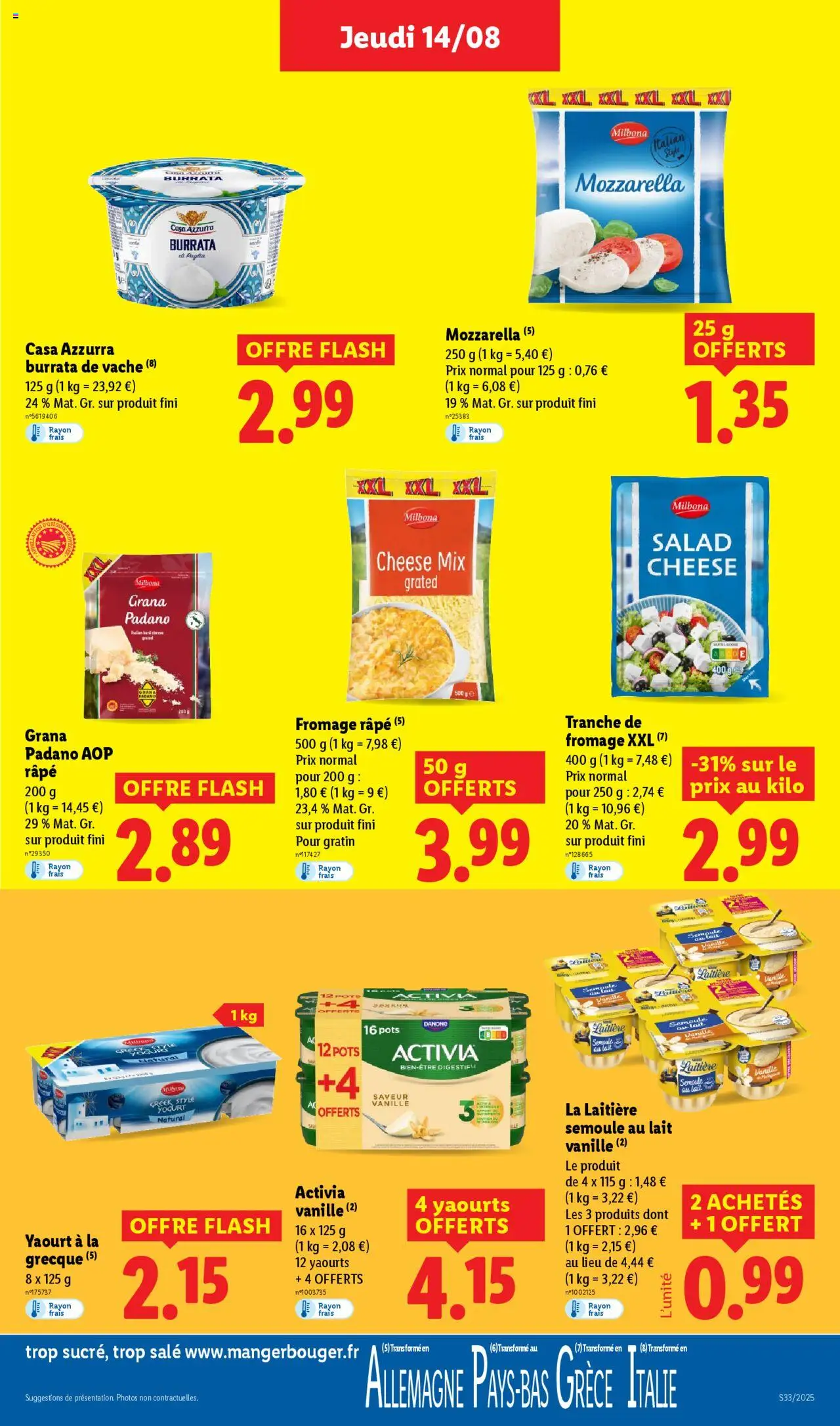  | Page: 17 | Produits: Yaourts, Mozzarella, Fromage râpé, Semoule