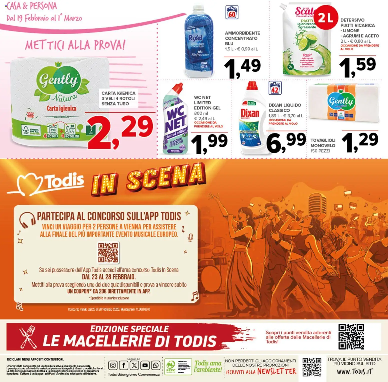 Volantino Todis del 19.02.2026 | Pagina: 24 | Prodotti: Carta igienica, Limone, Agrumi, WC