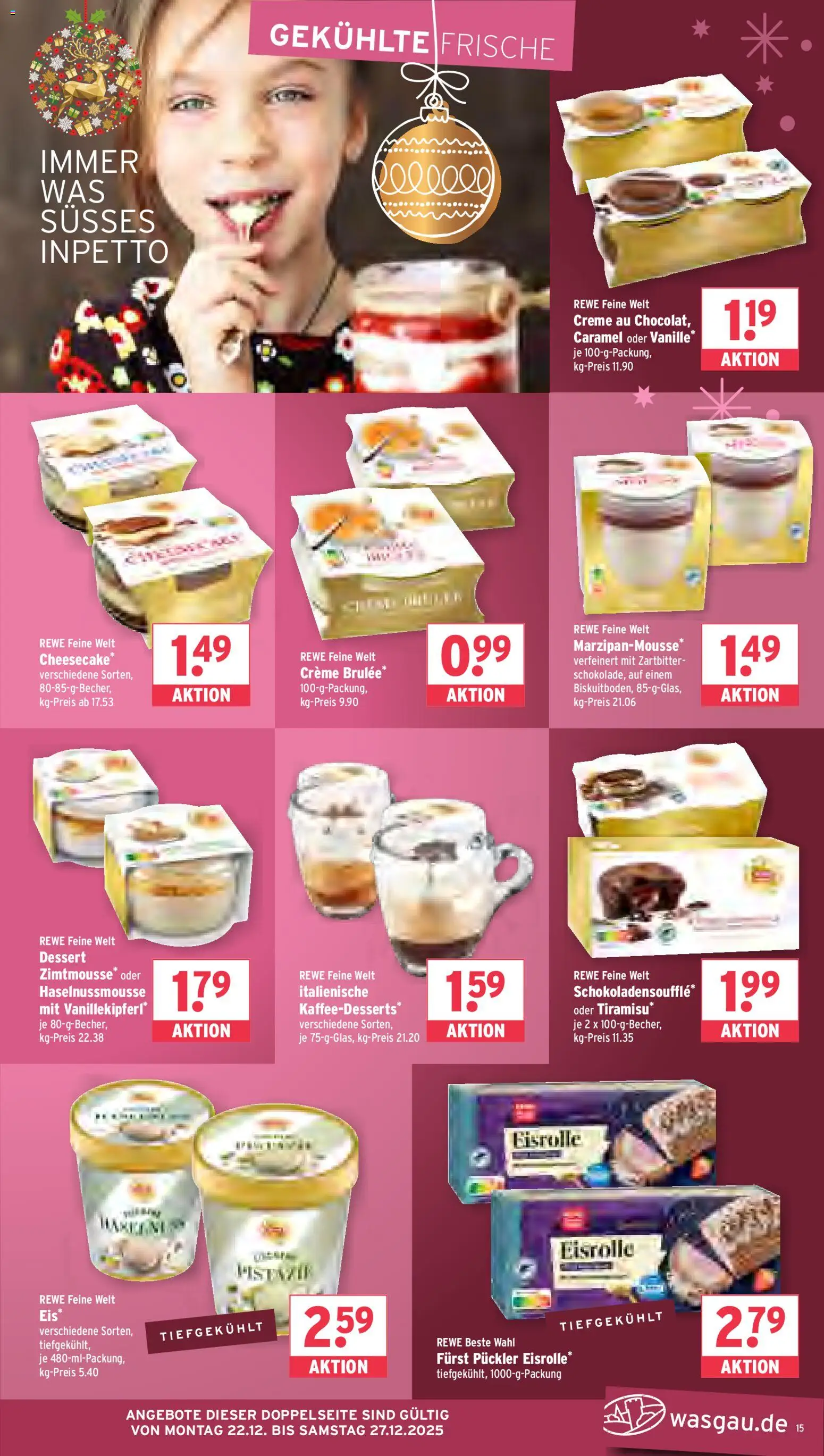 Wasgau Prospekt 	 – gültig ab 22.12.2025 | Seite: 15 | Produkte: Creme, Creme brulee