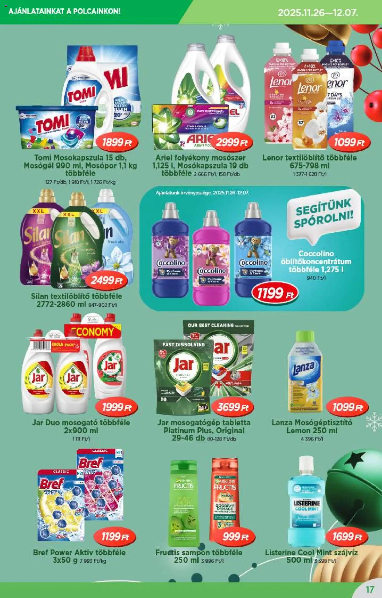 Reál akciós ujság - amely érvényes a következő dátumtól: 26.11.2025 | Oldal: 17 | Termékek: Ariel, Mosogatógép, Sampon, Szájvíz