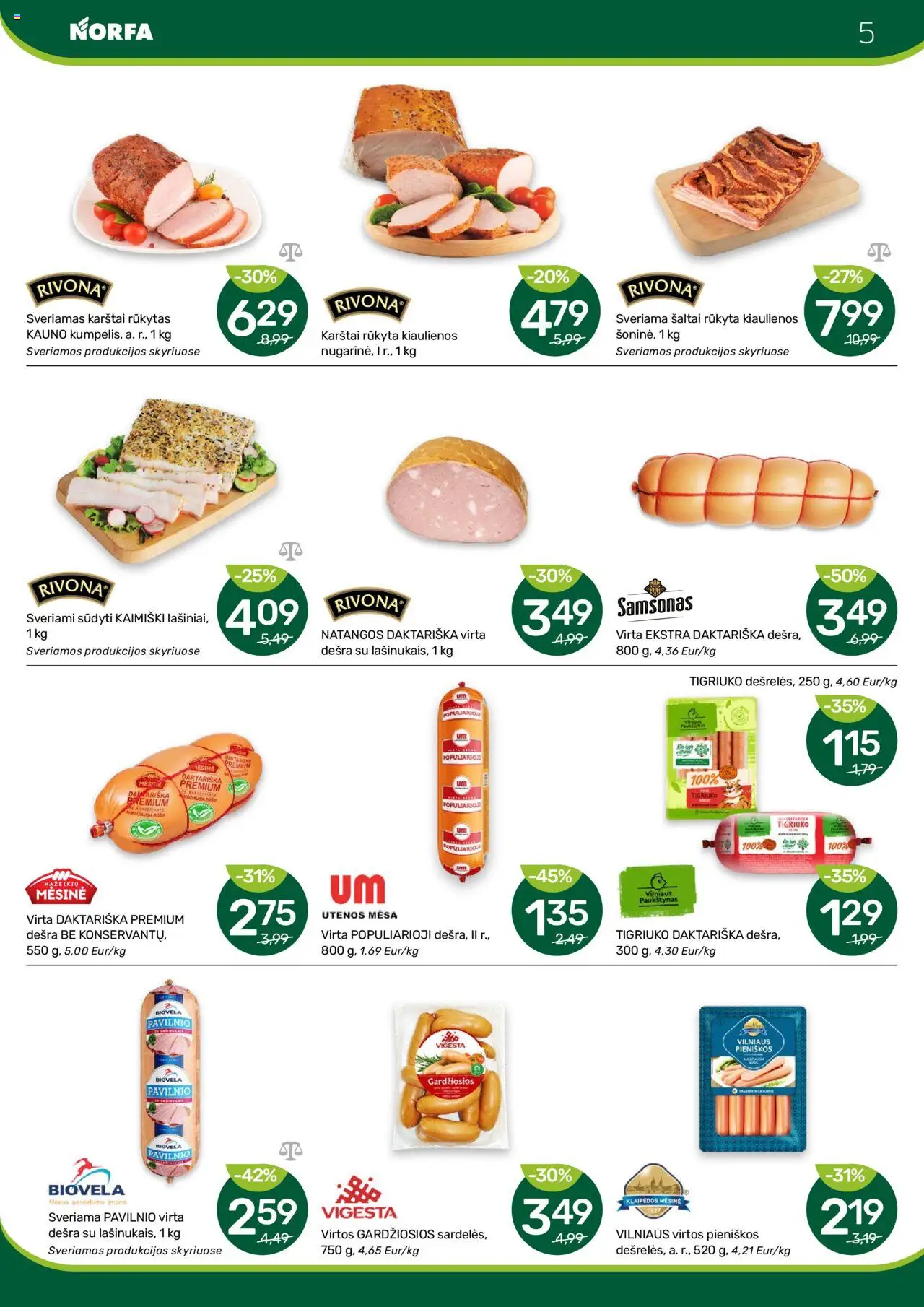 NORFA leidinys│galioja nuo 26.06.2025 | Puslapis: 5 | Prekių: Kiaulienos, Dešra