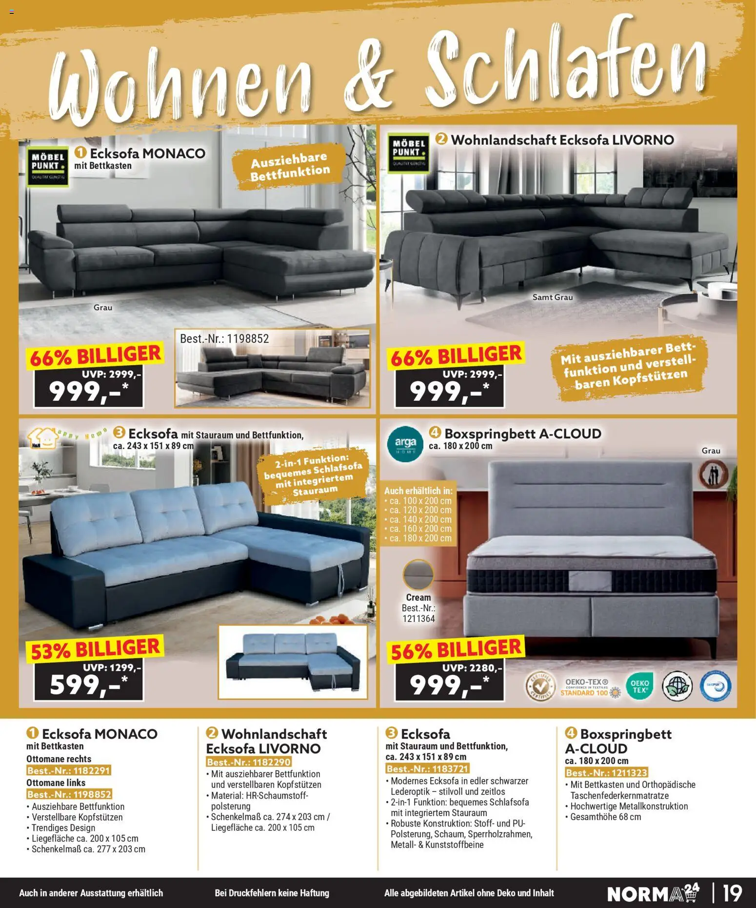 Norma Bestellmagazin gültig ab 01.12.2025 | Seite: 19 | Produkte: Bett