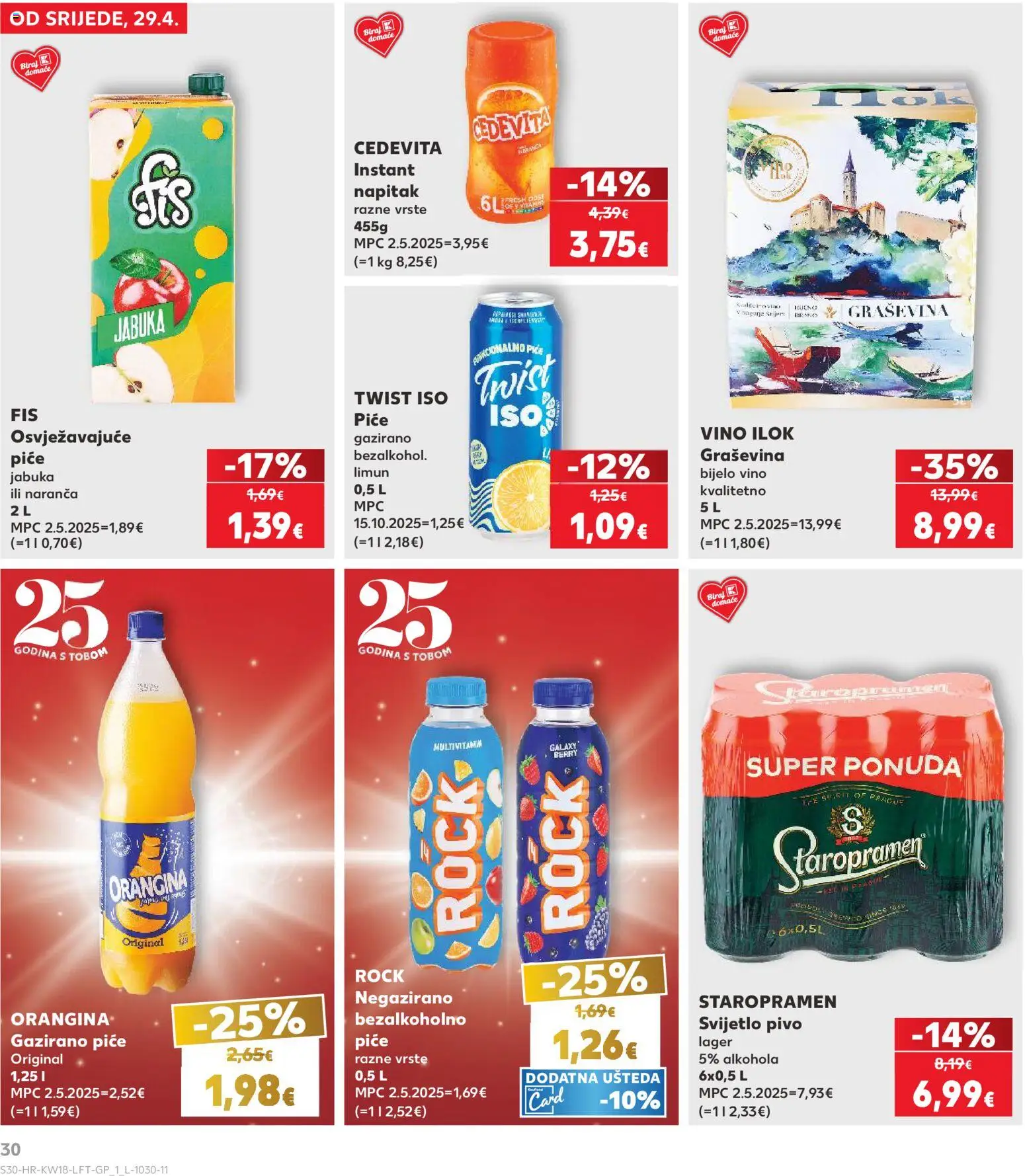 Kaufland katalog | vrijedi od 29.04.2026 | Stranica: 30 | Proizvodi: Bijelo vino, Staropramen, Vino, Cedevita