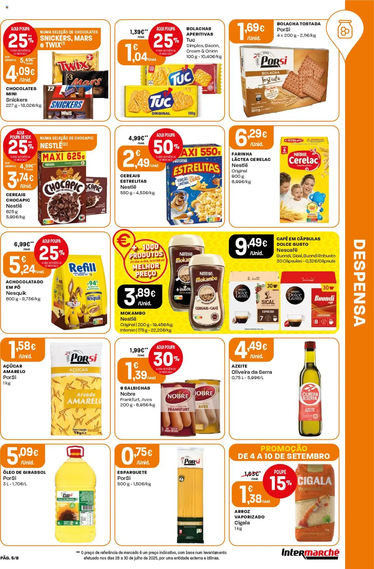 Intermarché Folheto Mini │ válido de 04.09.2025 | Página: 5 | Produtos: Esparguete, Bolachas, Café, Cereais