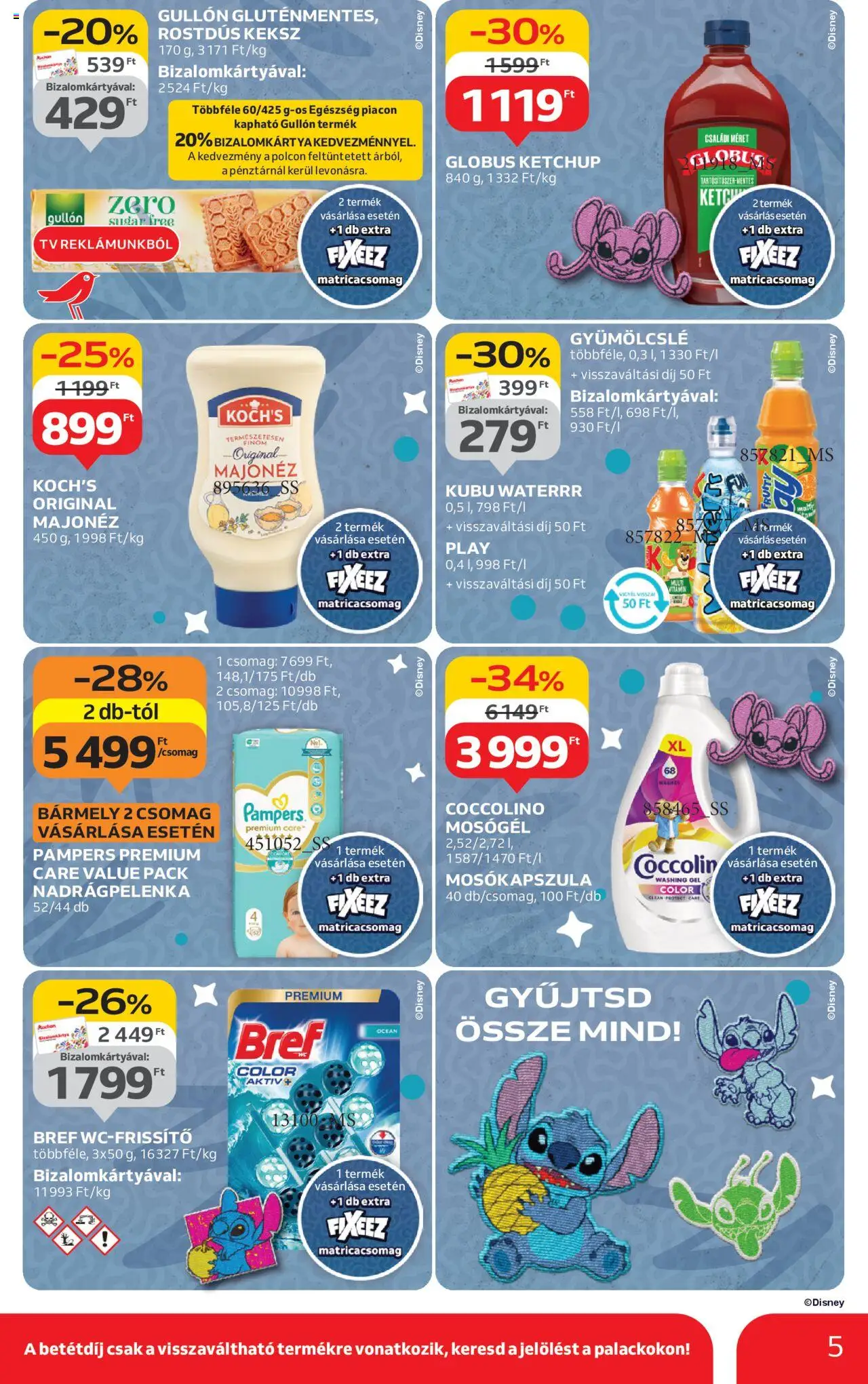 Auchan akciós ujság - amely érvényes a következő dátumtól: 07.08.2025 | Oldal: 5 | Termékek: Gyümölcslé, TV, Mosókapszula, Keksz