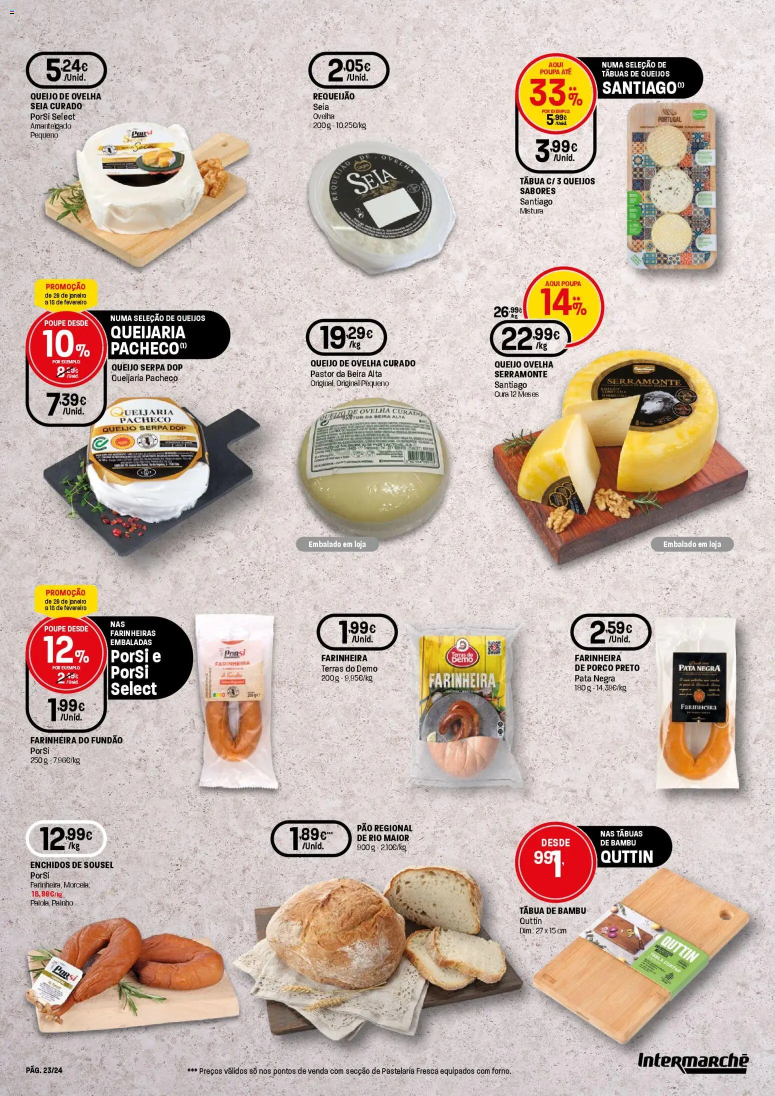 Intermarché - Queijos, Vinhos e Enchidos Contact │ válido de 29.01.2026 | Página: 23 | Produtos: Tábua, Queijo, Pão, Requeijão