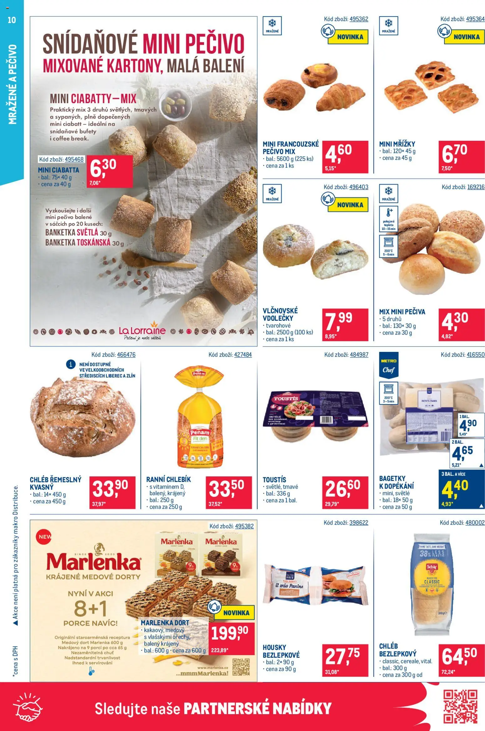 Makro leták - Gastronomie od 05.11.2025 | Strana: 10 | Produkty: Chléb, Dorty, Ciabatta, Marlenka
