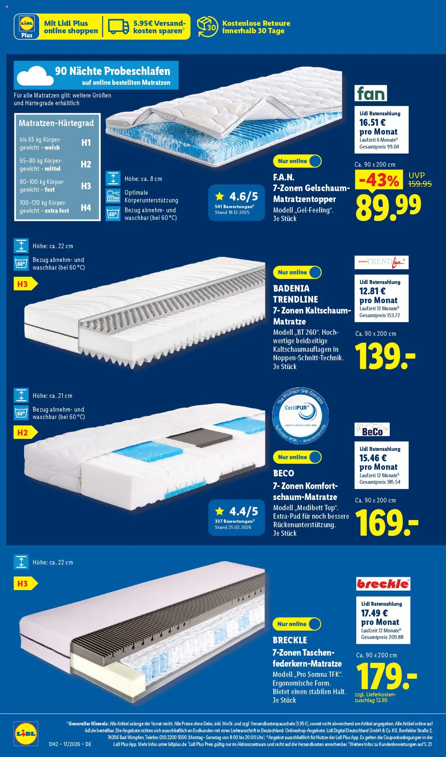 Lidl Prospekt – gültig ab 20.04.2026 | Seite: 14 | Produkte: Gewicht, Matratze, Bad, Telefon