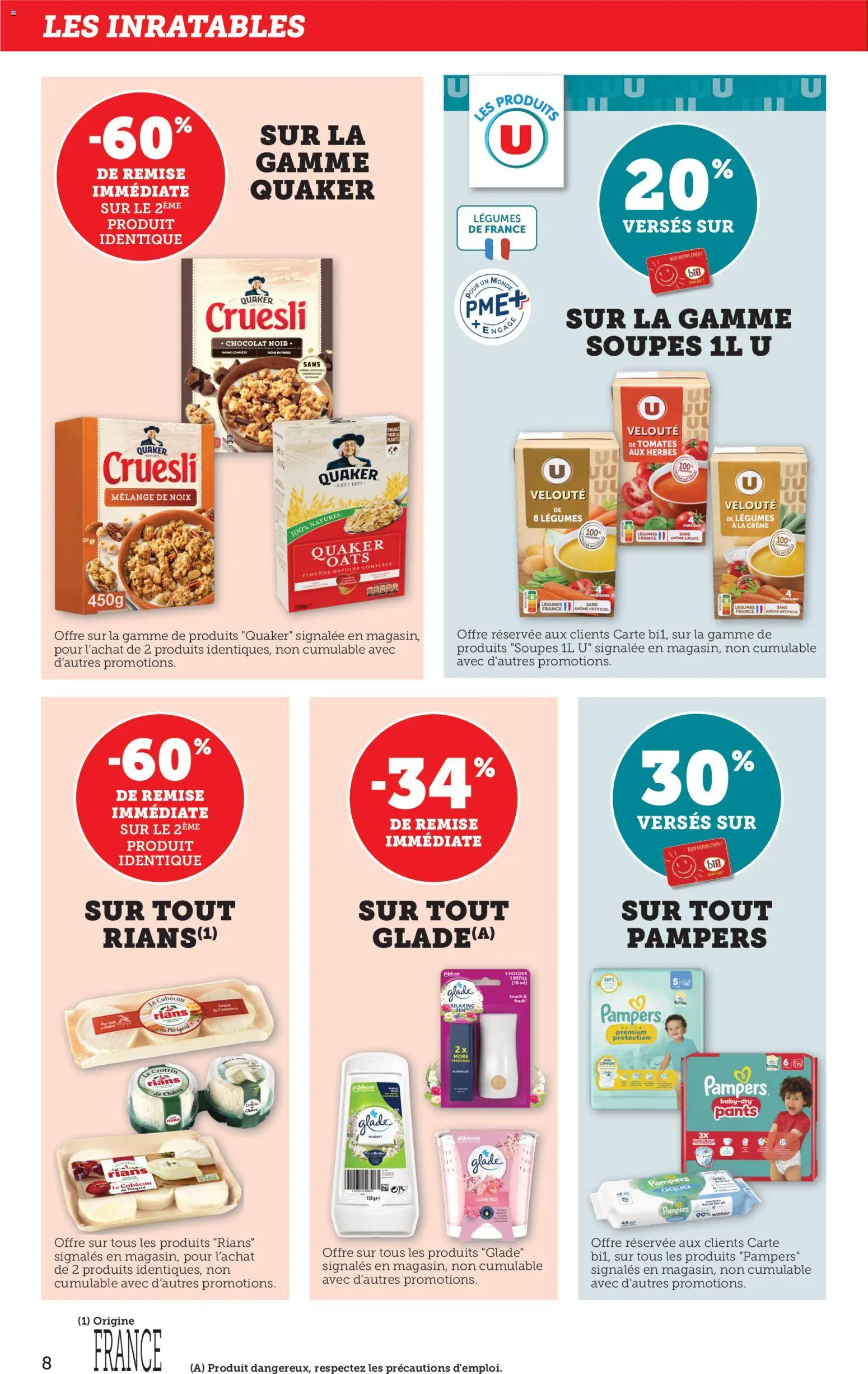 {H1} | Page: 9 | Produits: Pampers, Chocolat, Tomates, Crème