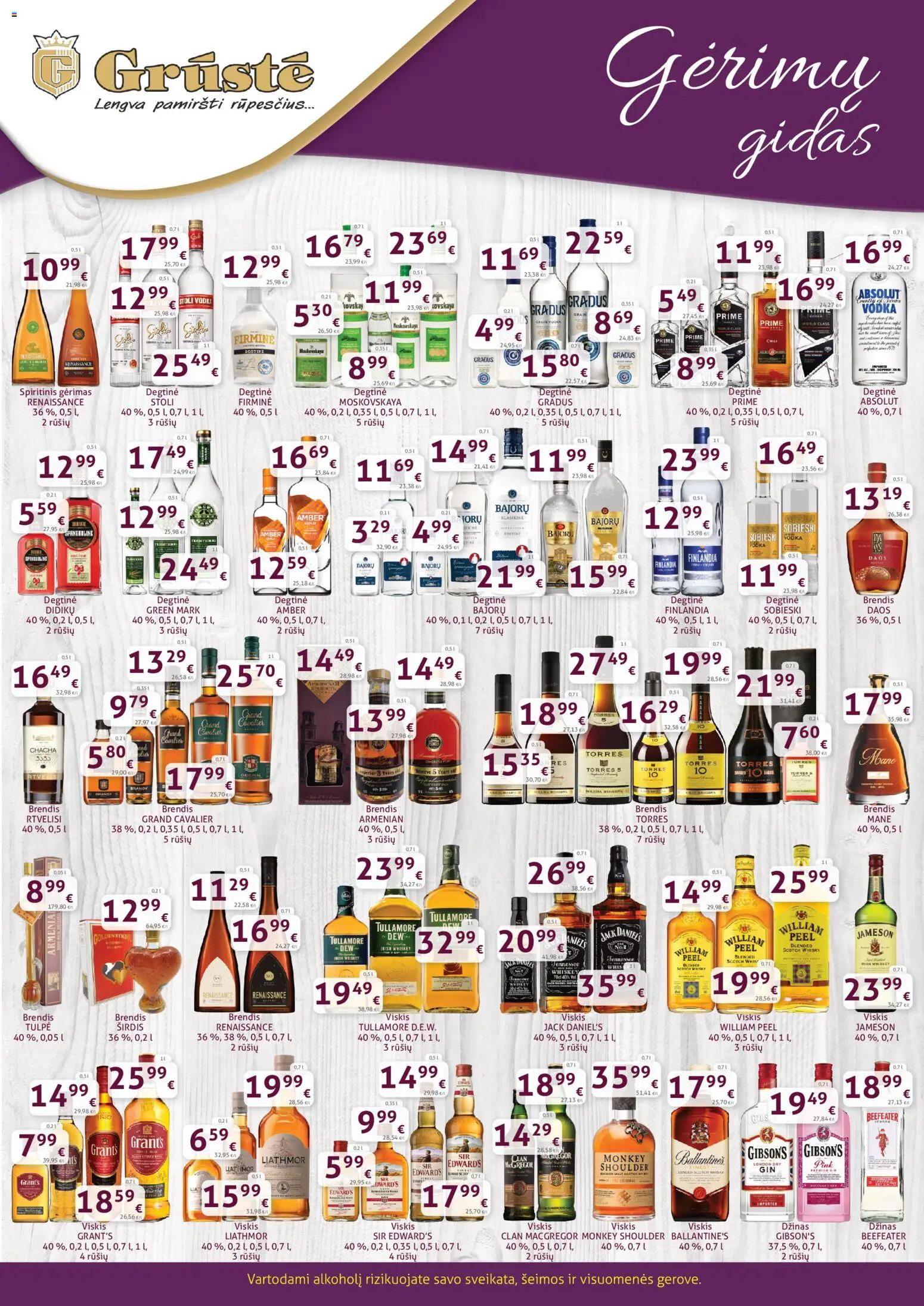 GRUSTE akcijos nuo 21.04.2026 | Puslapis: 2 | Prekių: Degtinė, Viskis, Džinas