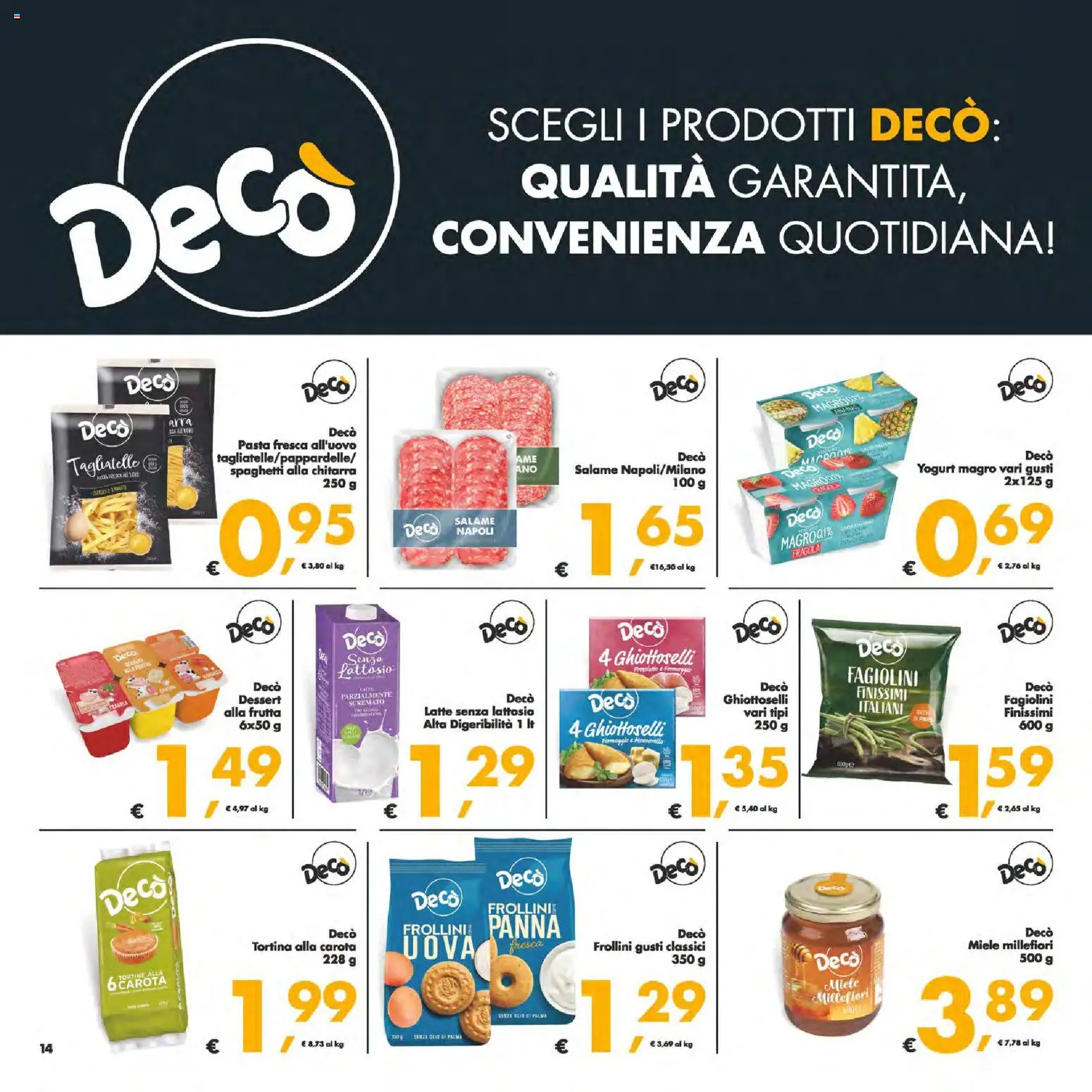 Volantino Decò del 06.03.2026 | Pagina: 14 | Prodotti: Uova, Tagliatelle, Fagiolini, Frollini