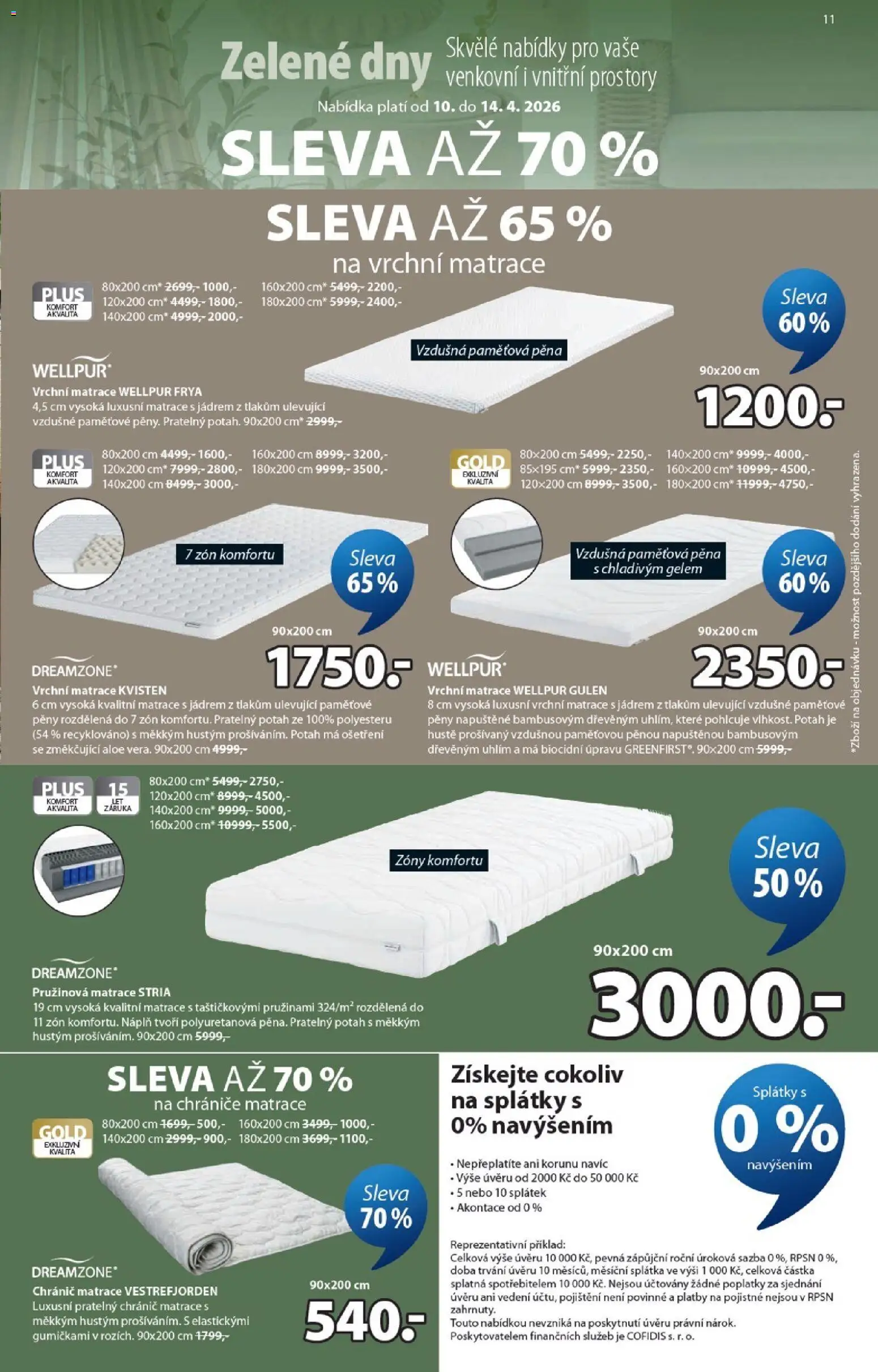 JYSK leták - Zelené dny od 10.04.2026 | Strana: 11 | Produkty: Chránič matrace, Matrace, Chrániče