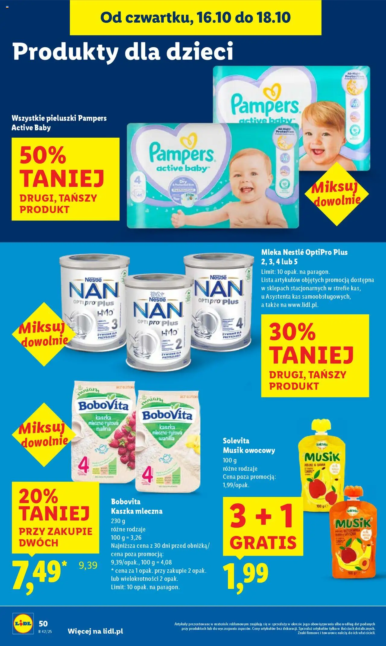 Lidl Gazetka od 16.10.2025 | Strona: 54 | Produkty: Malina, Kaszka mleczna, Mleka, Pampers