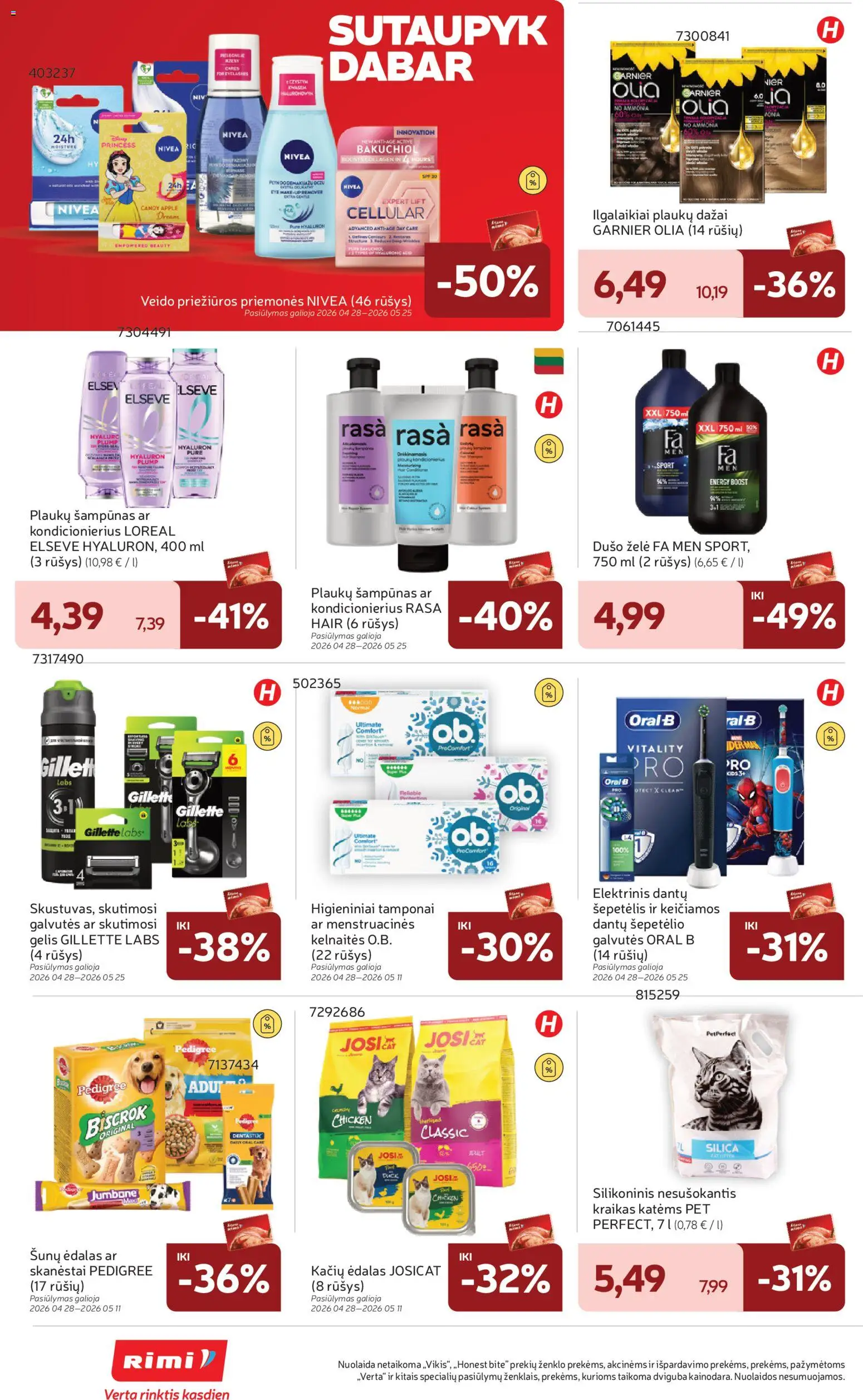 Rimi akcijos nuo 28.04.2026 | Puslapis: 32 | Prekių: Šepetėlis, Šampūnas, Kondicionierius, Kelnaitės