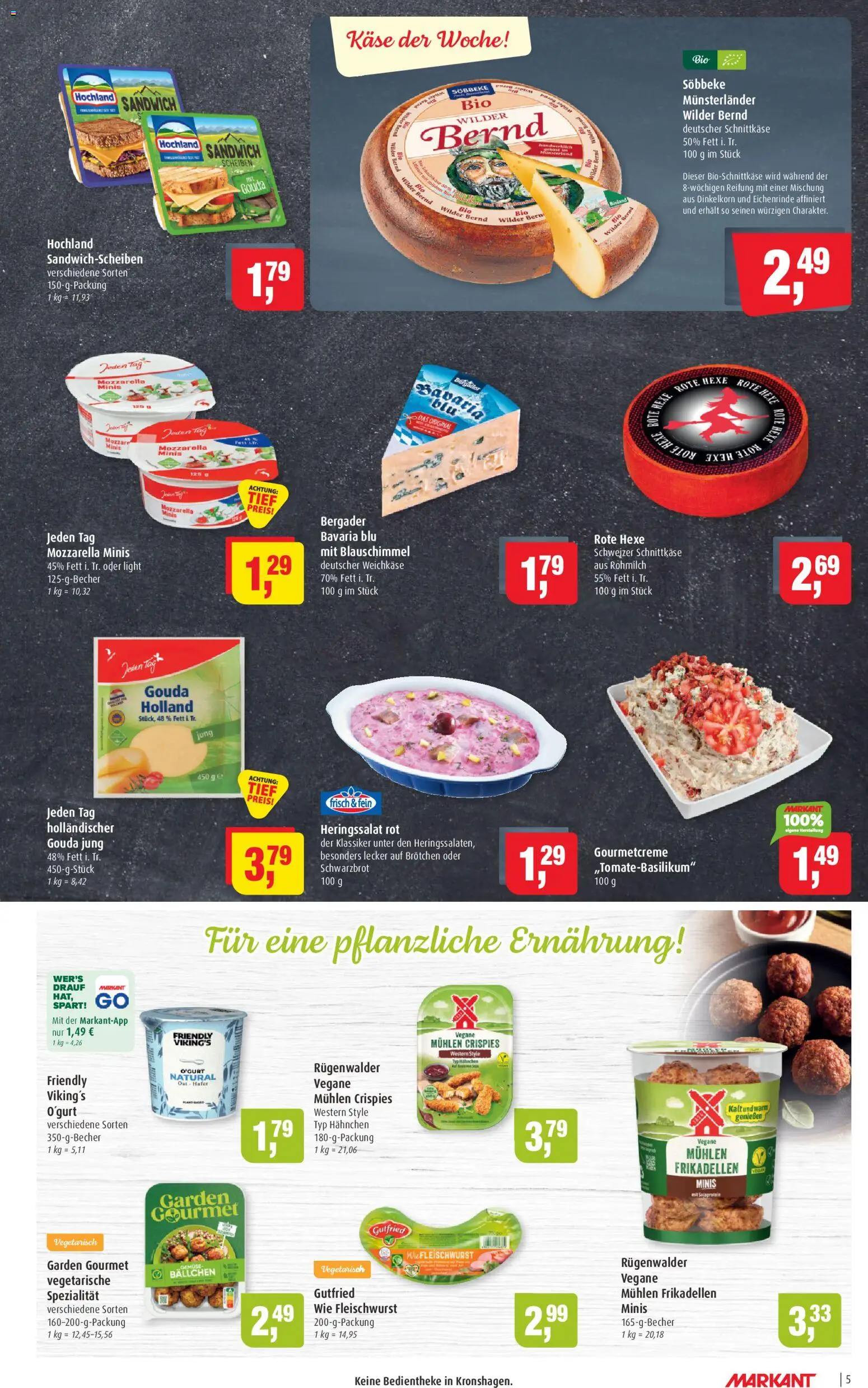 Markant Prospekt 	 – gültig ab 09.03.2026 | Seite: 5 | Produkte: Hahnchen, Käse, Mozzarella, Gemüse