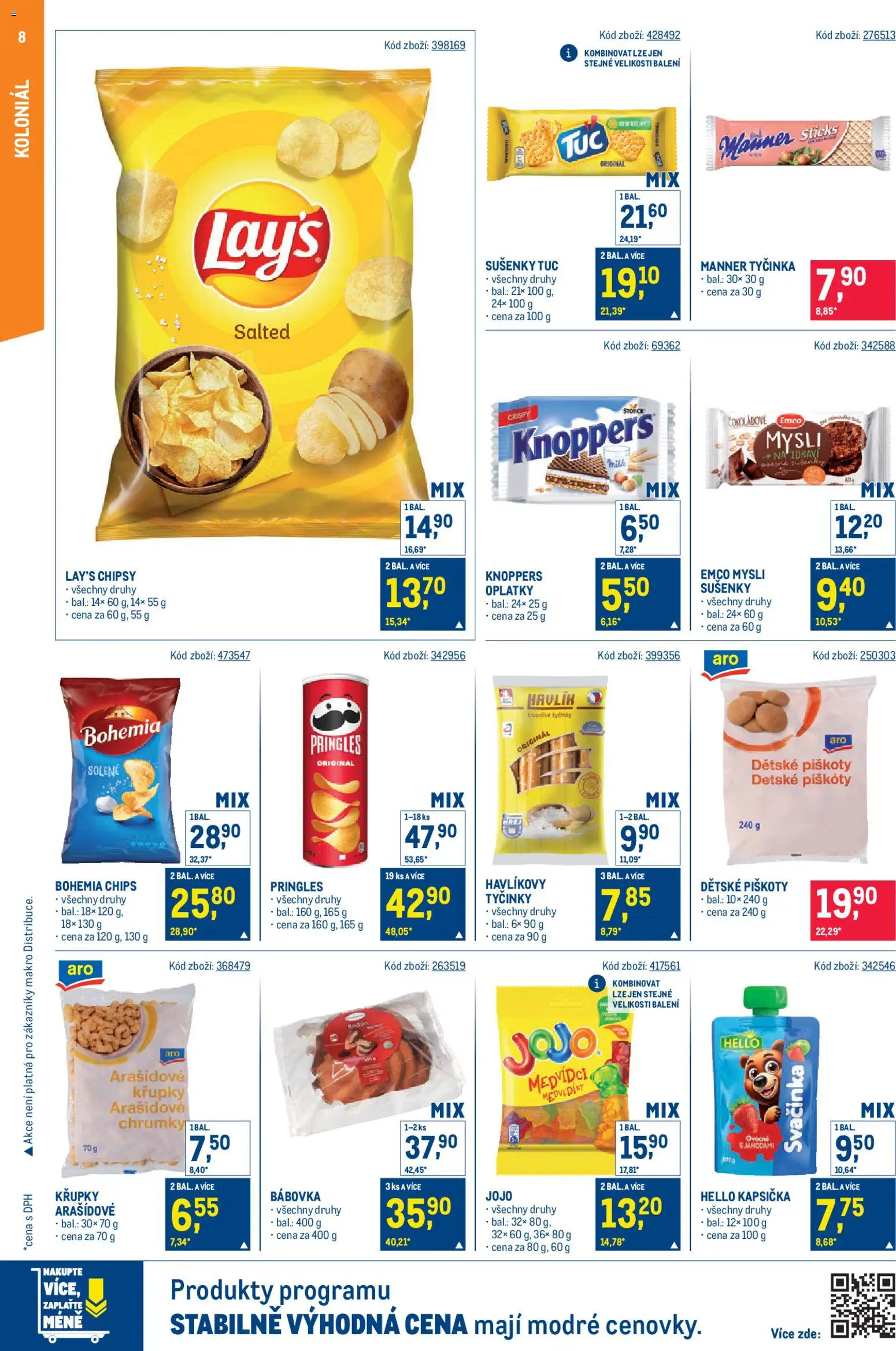 Makro leták - Maloobchod od 14.01.2026 | Strana: 8 | Produkty: Dětské piškoty, Tyčinky, Lay's, Oplatky