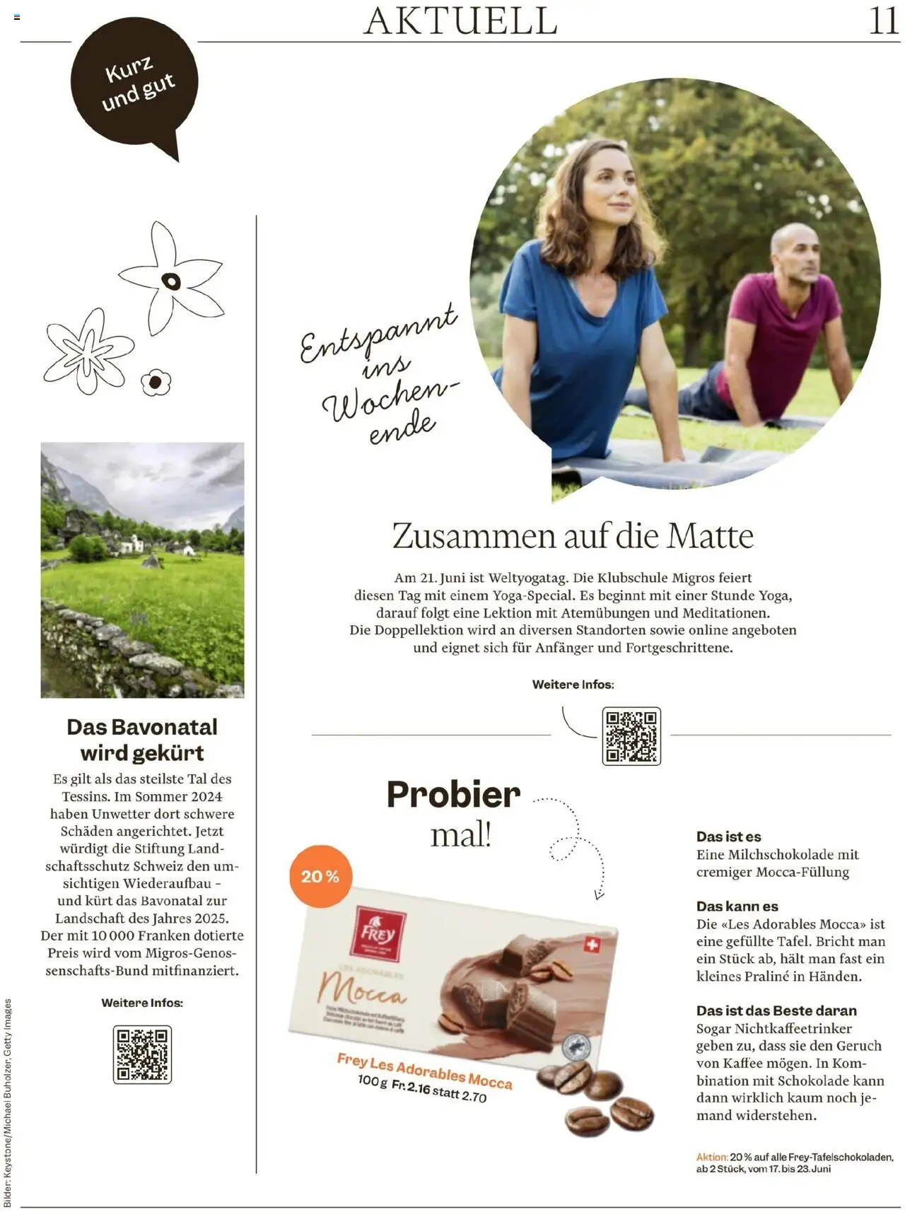 Migros Magazin ab 16.06.2025 | Seite: 11 | Produkte: Kaffee, Schokolade, Bilder