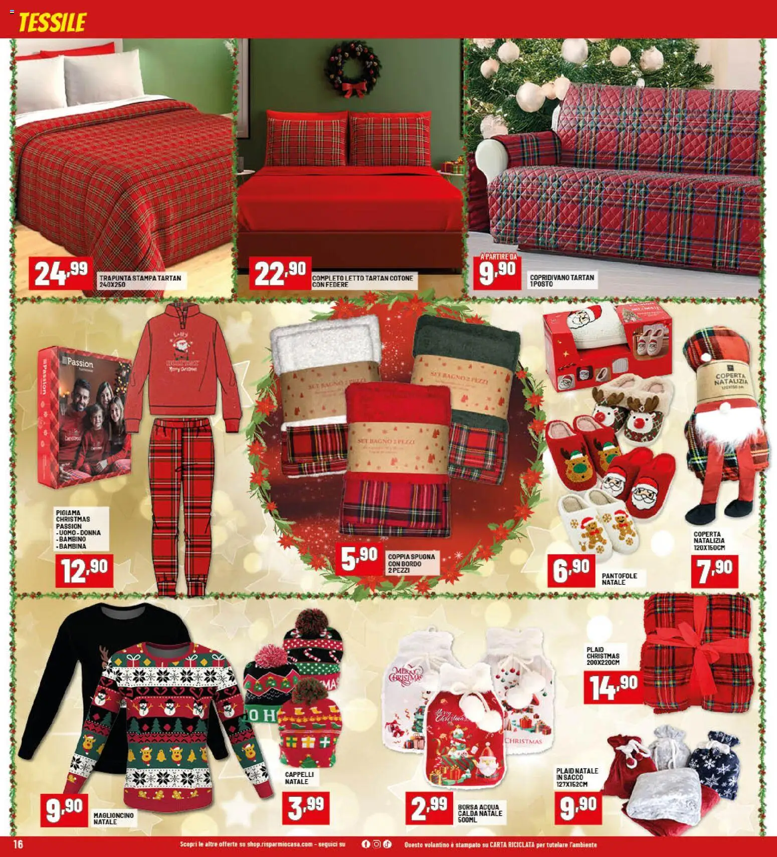 Volantino RisparmioCasa del 26.11.2025 | Pagina: 16 | Prodotti: Plaid, Borsa, Stampa, Letto