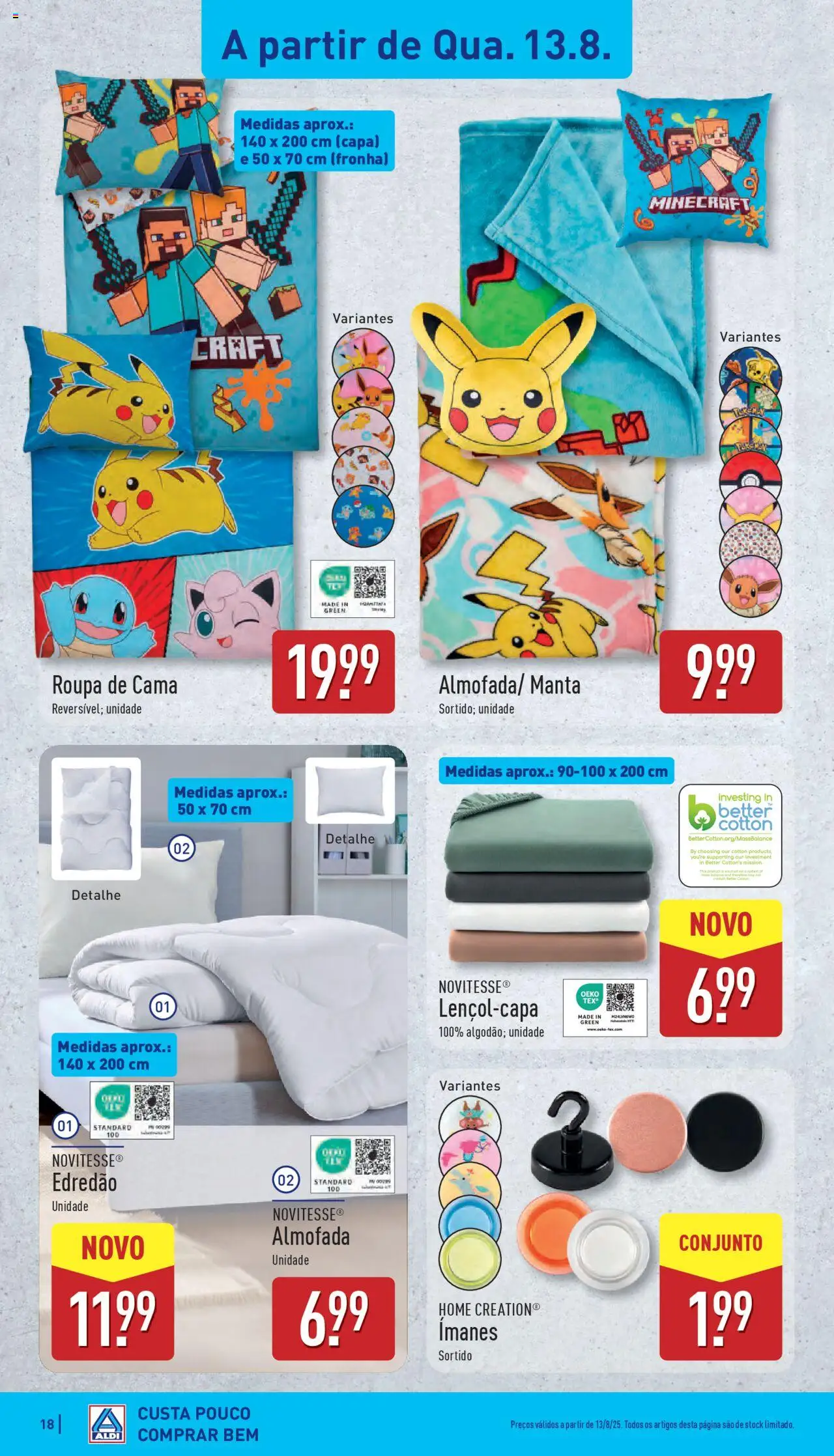 Aldi folheto │ válido de 11.08.2025 | Página: 18 | Produtos: Fronha, Cama, Almofada, Roupa de cama