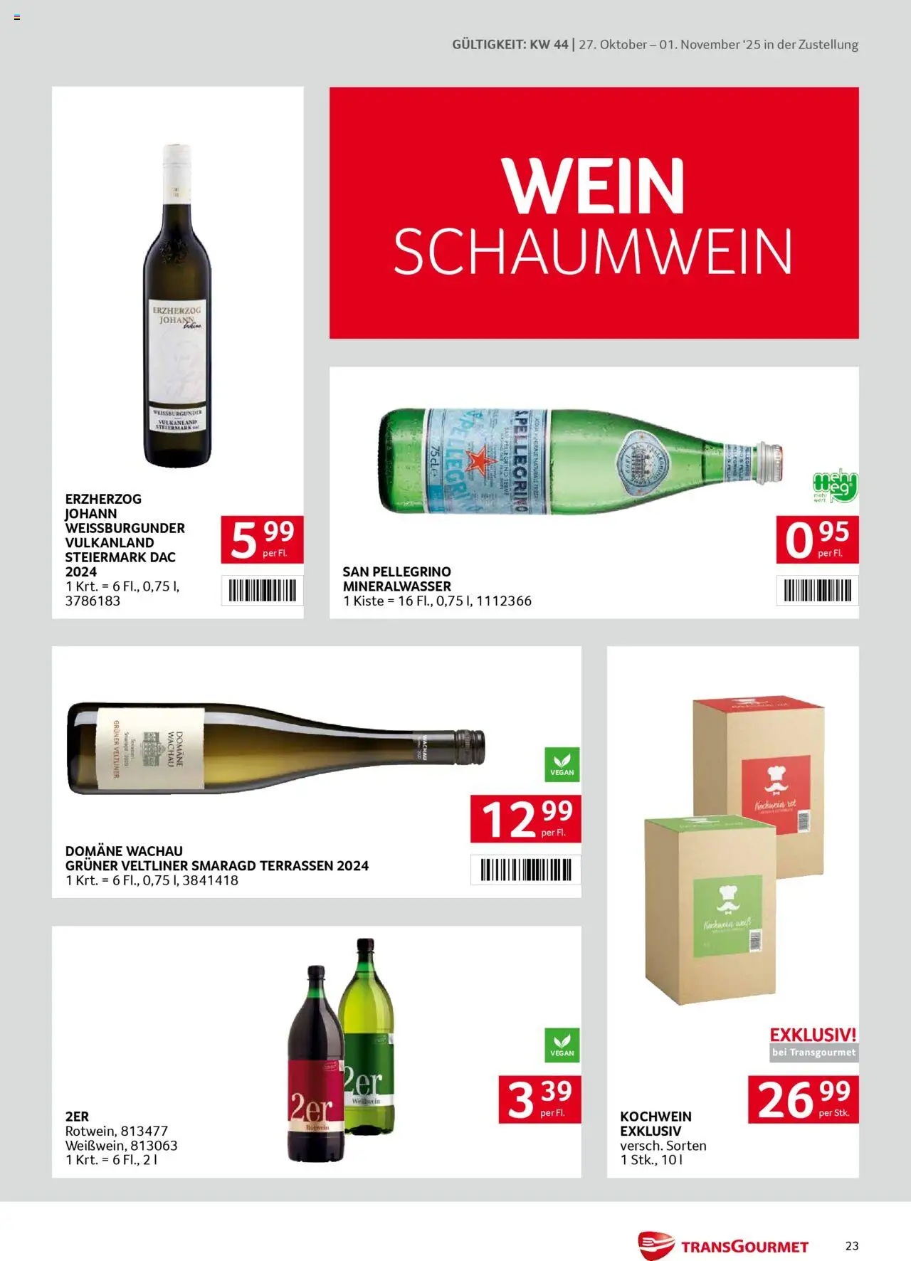 Transgourmet  Zustellaktion gültig ab 27.10.2025 | Seite: 23 | Produkte: Wein