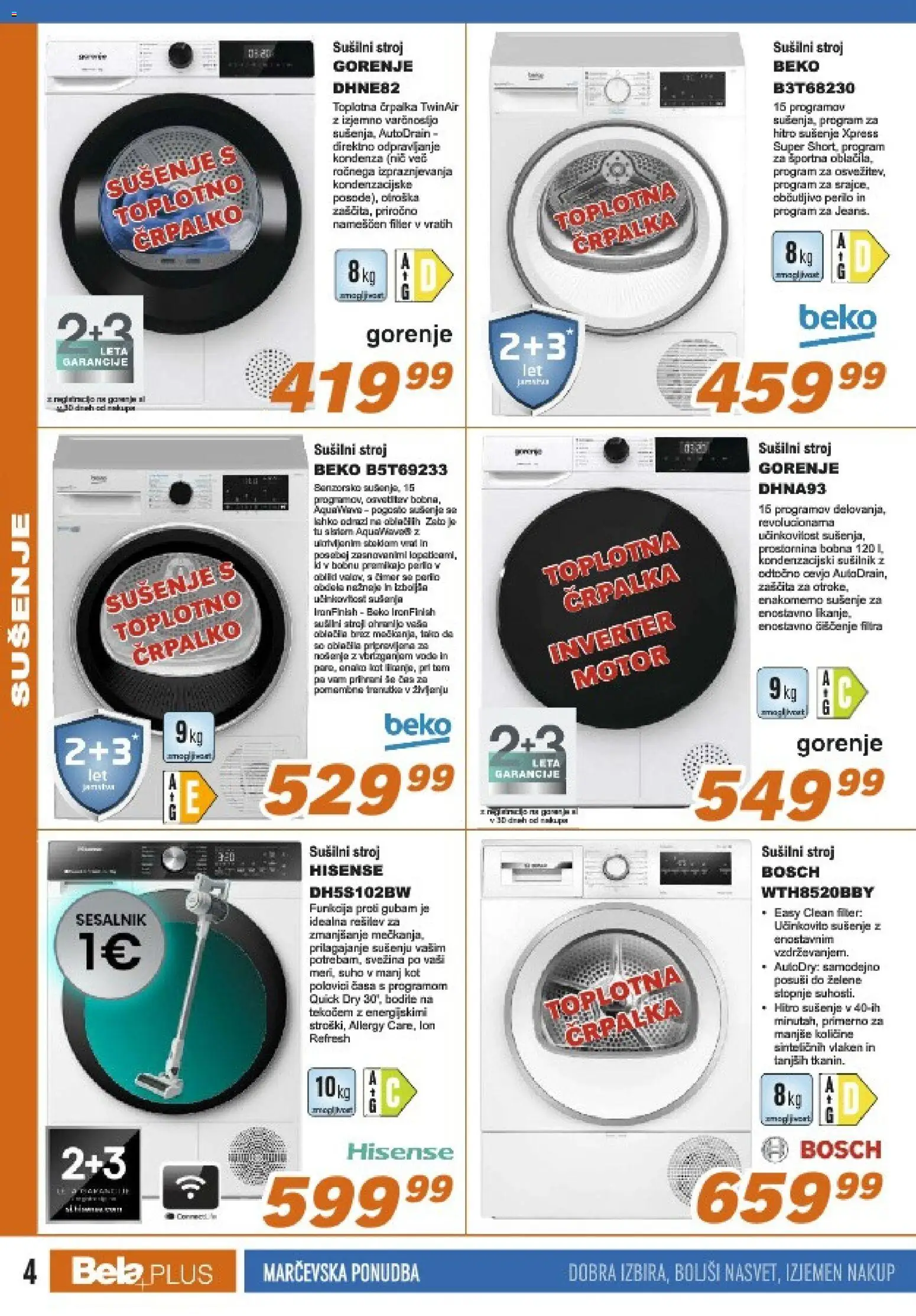 Novi Bela plus katalog ponudbe – veljaven od 01.03.2026 | Stran: 4 | Izdelki: Črpalka, Susilni stroj, Sesalnik