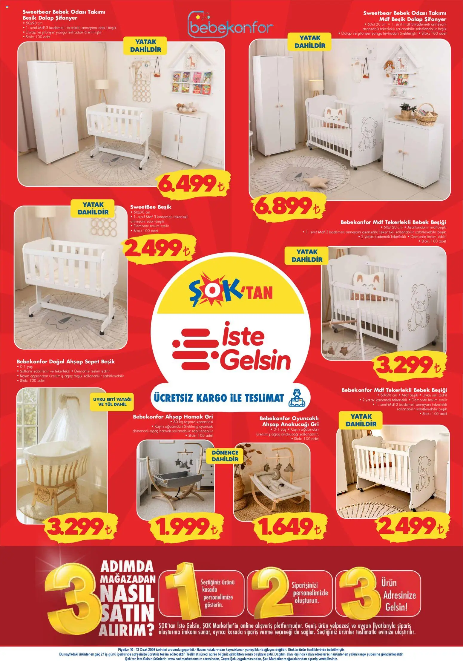 Şok Market Hafta sonu fırsatları - 10.01.2026 tarihinden itibaren geçerlidir | Sayfa: 4 | Ürünler: Yatak, Sepet, Şifonyer, Bağlayıcı