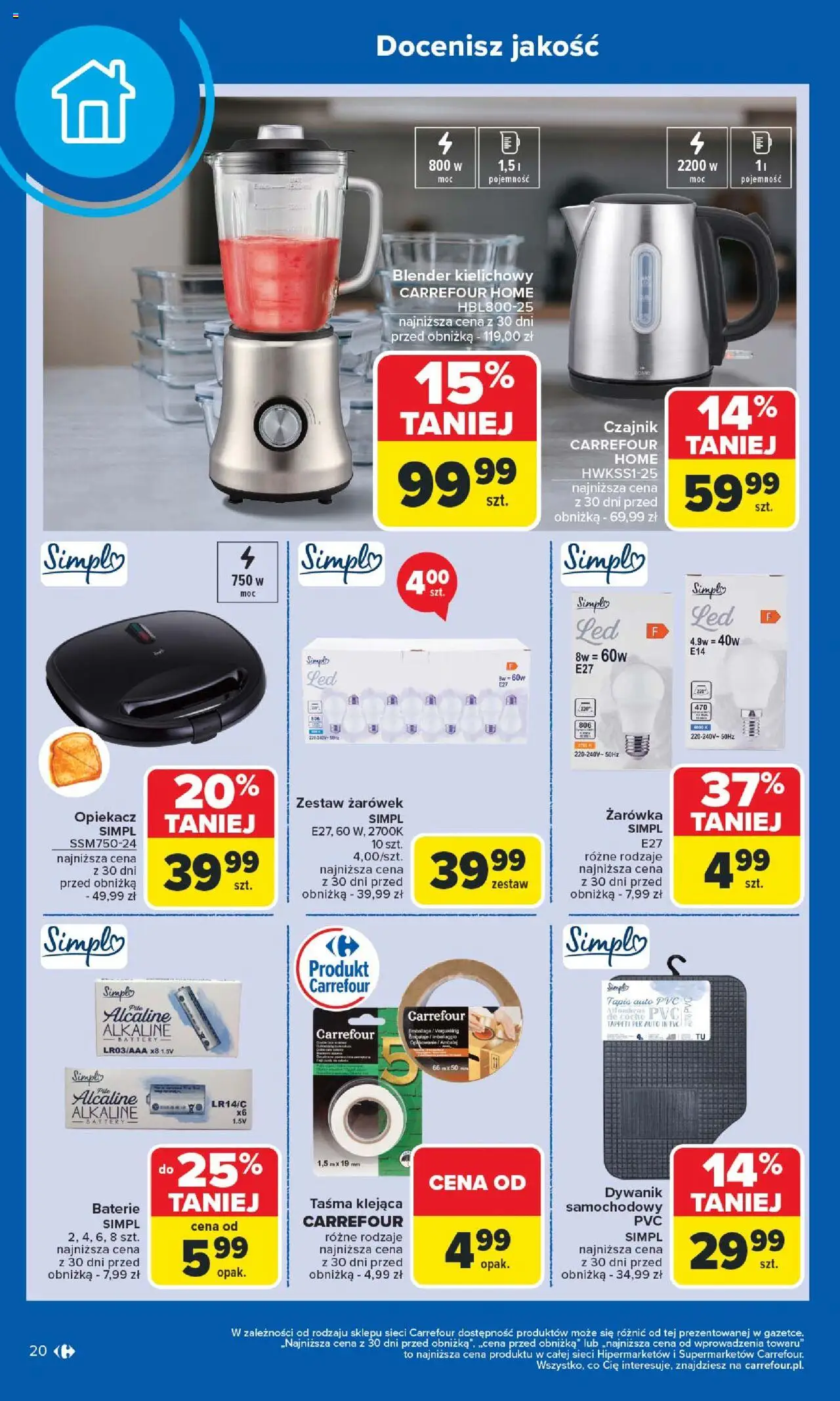 Carrefour Gazetka - Produkt Carrefour od poniedziałku od 02.06.2025 | Strona: 20 | Produkty: Czajnik, Opiekacz, Sandwich, Blender kielichowy