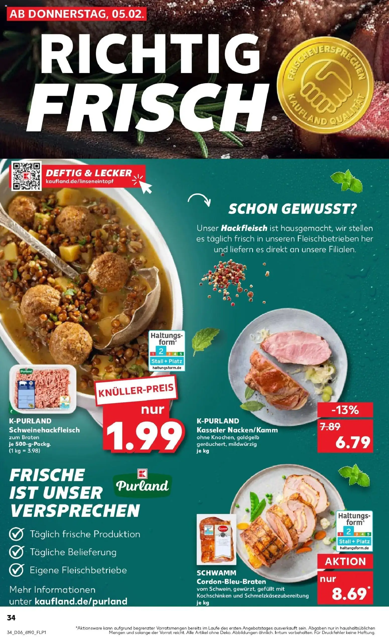 Kaufland prospekt Duisburg	 – gültig ab 09.02.2026 | Seite: 34 | Produkte: Hackfleisch