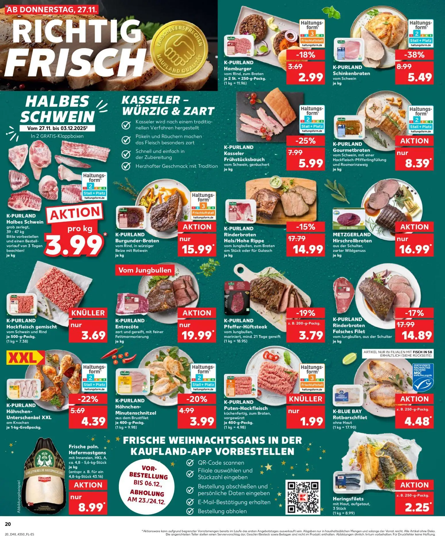 Kaufland prospekt Potsdam	 – gültig ab 30.11.2025 | Seite: 20 | Produkte: Rinderbraten, Entrecote, Steak, Fleisch