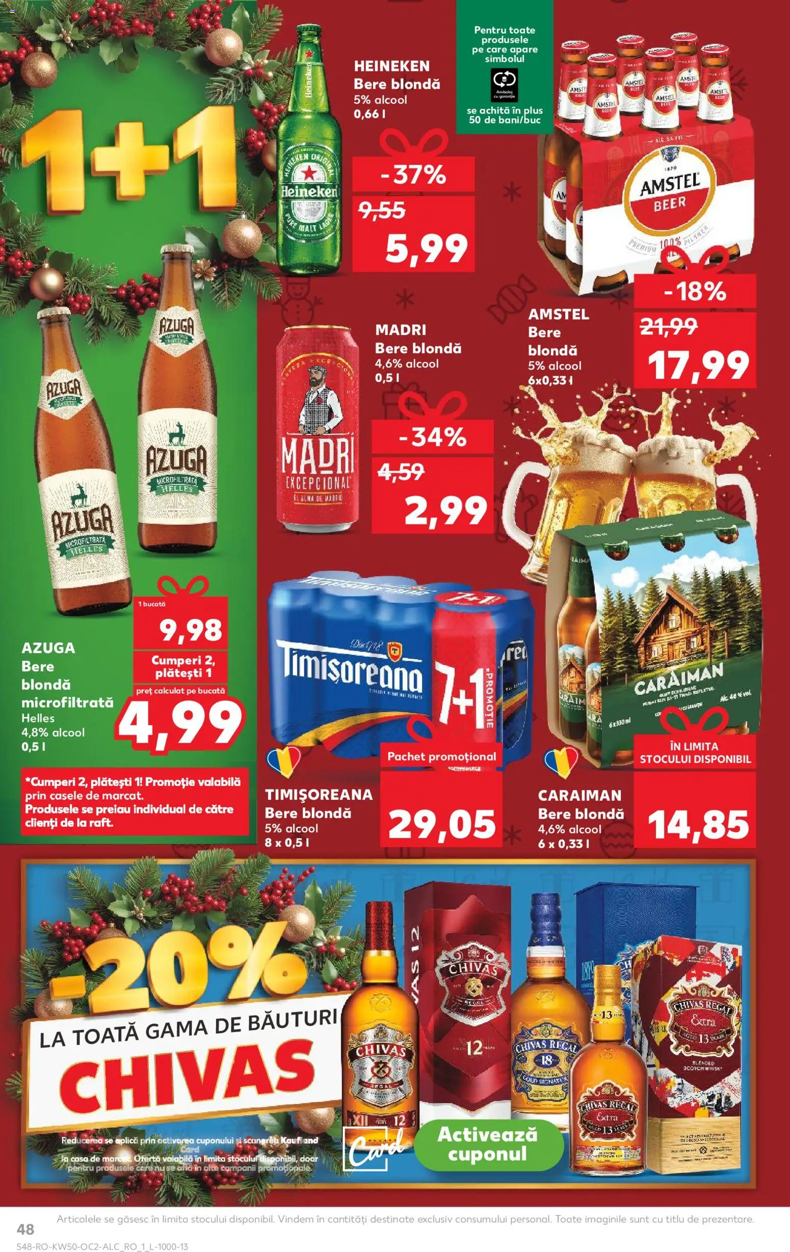 Kaufland RO akciós ujság - amely érvényes a következő dátumtól: 10.12.2025 | Oldal: 48 | Termékek: Heineken, Alma, Whisky