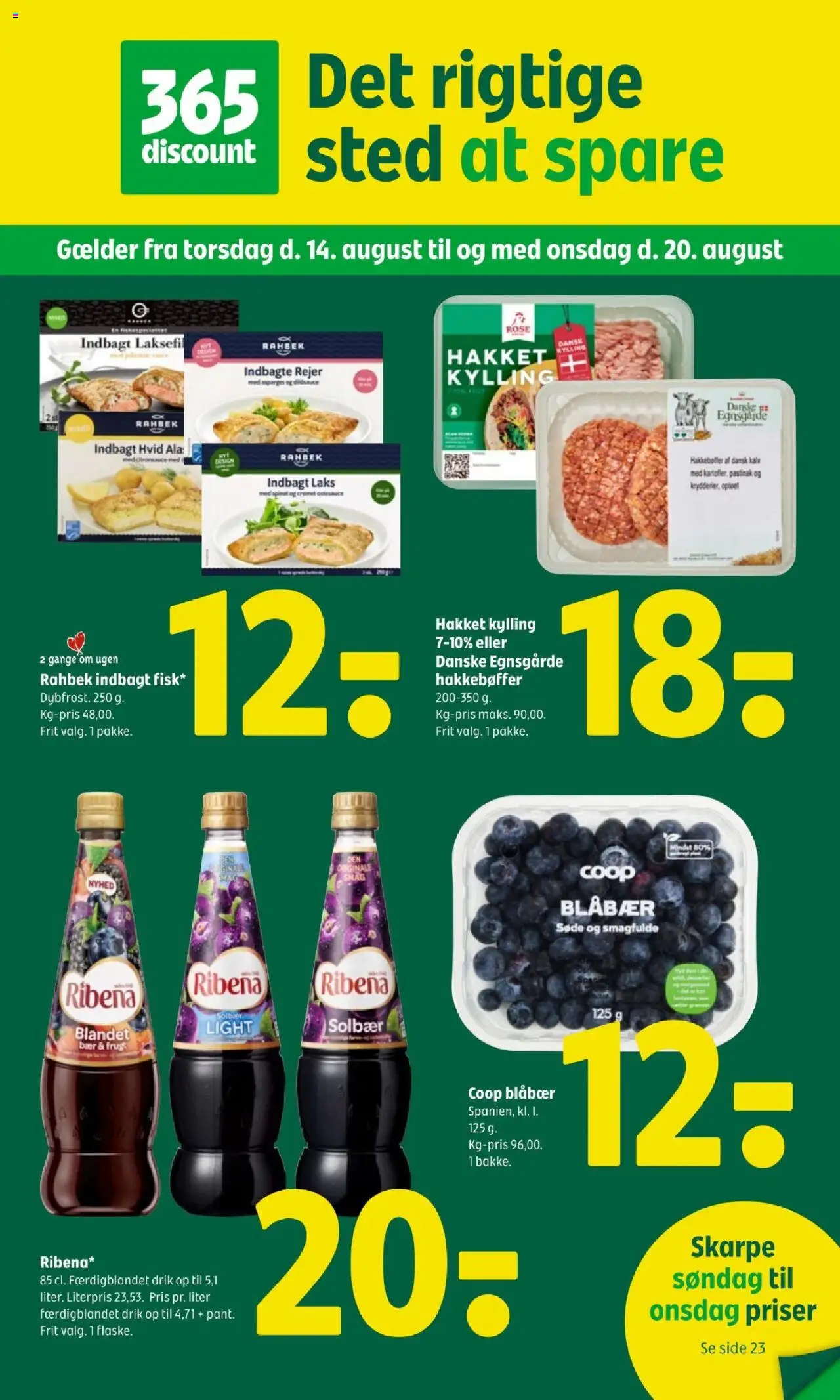 Coop 365 Tilbudsavis gyldig fra 14.08.2025 | Side: 1 | Produkter: Juice, Solbær, Rejer, Asparges