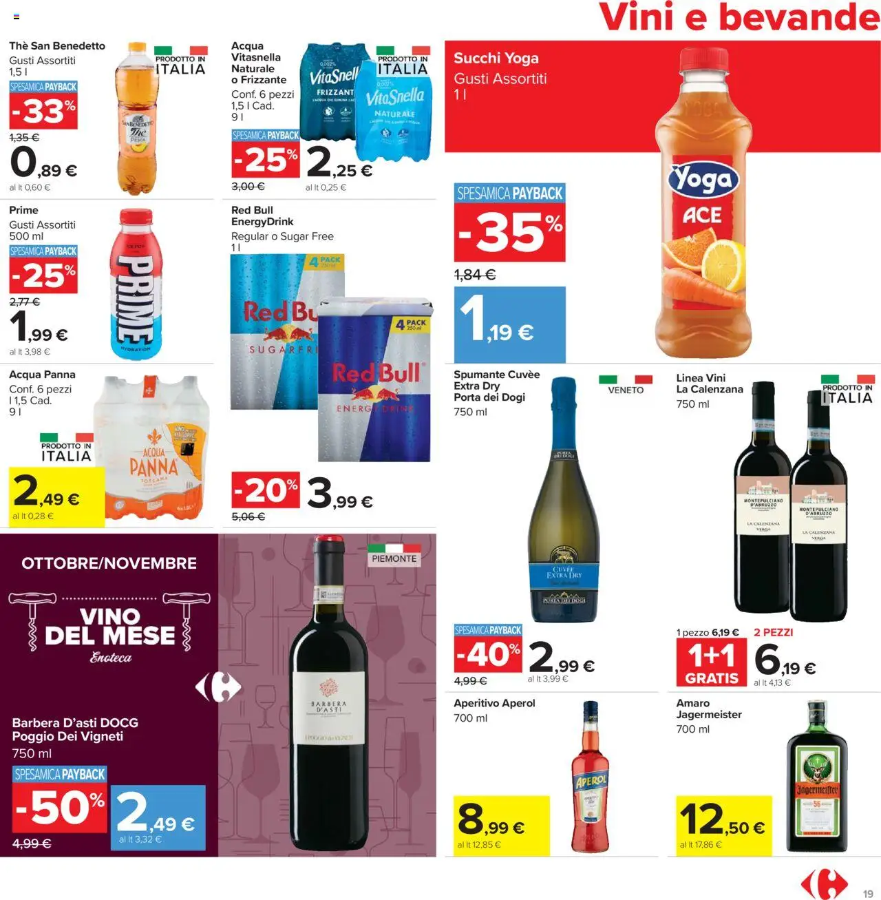 Volantino Carrefour del 20.10.2025 | Pagina: 19 | Prodotti: Acqua, Pesca, Enoteca, Amaro
