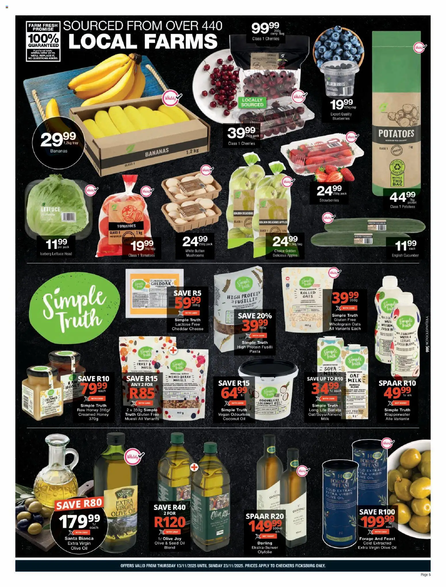 New Checkers catalogue – valid from 13.11.2025 | Page: 5 | Products: Cherries, Detergente líquido, Tomatoes, Lettuce