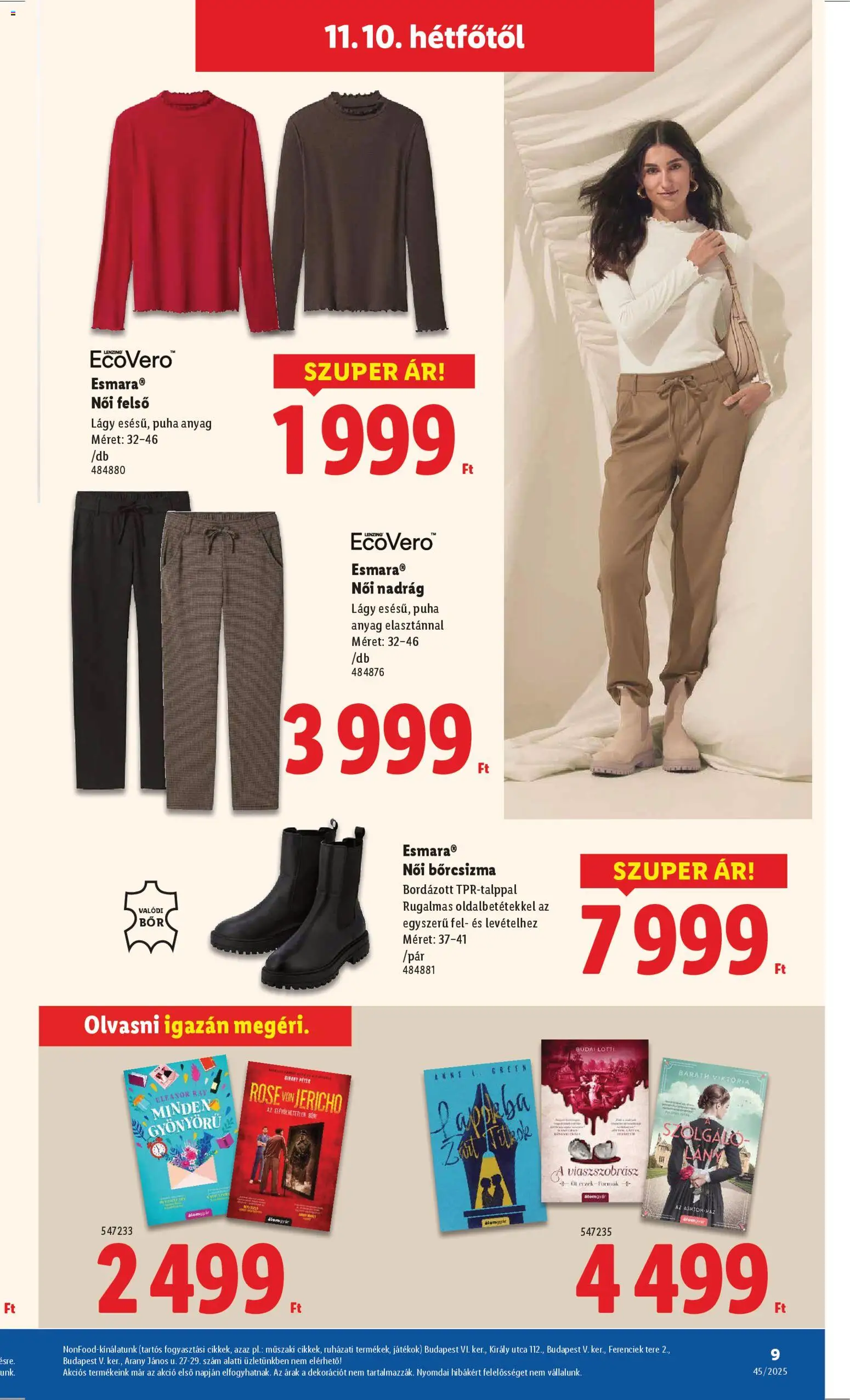 Lidl akciós ujság - amely érvényes a következő dátumtól: 06.11.2025 | Oldal: 9 | Termékek: Női nadrág, Játékok, Nadrág