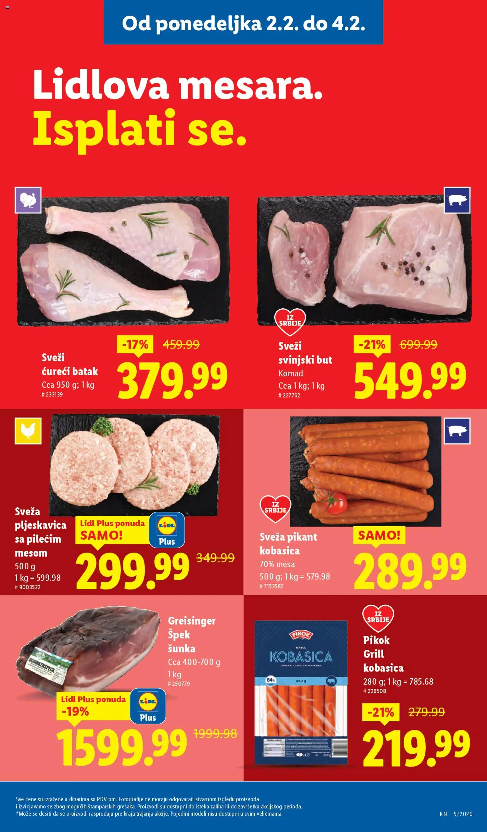 Lidl katalog - važi od 29.01.2026 | Strana: 67 | Proizvode: Ćureći batak, Šunka, Svinjski but, Kobasica