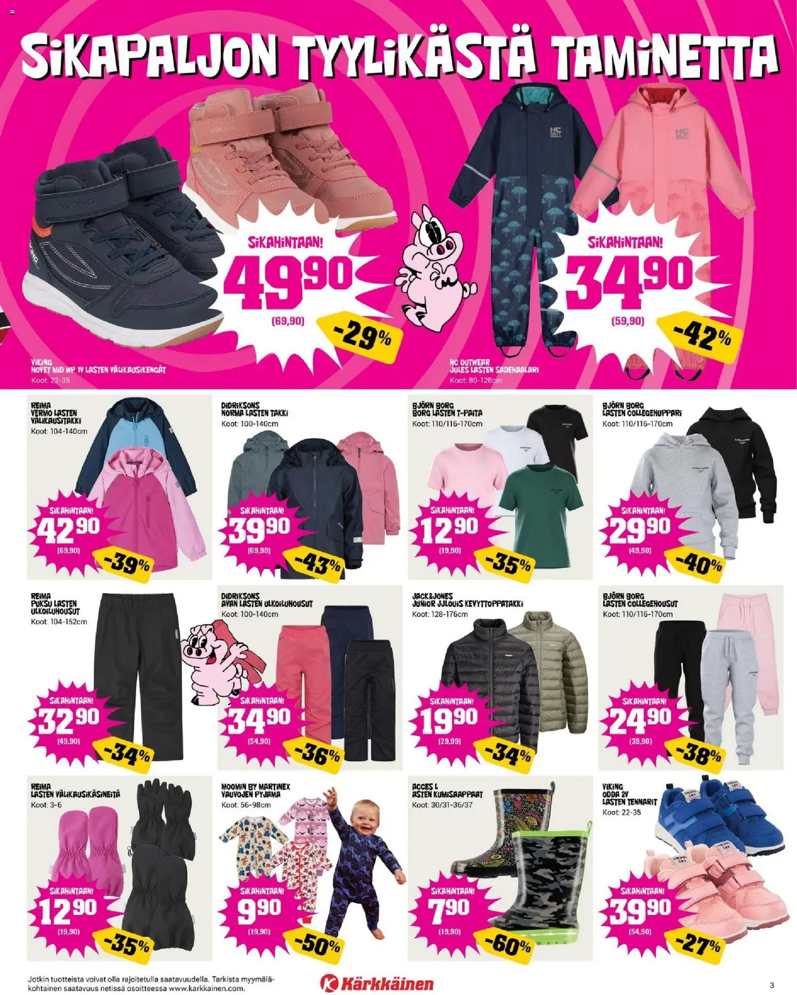 Kärkkäinen tarjoukset – voimassa 08.04.2026 alkaen | Sivu: 3 | Tuotteet: Takki, Pyjama, Sadehaalari