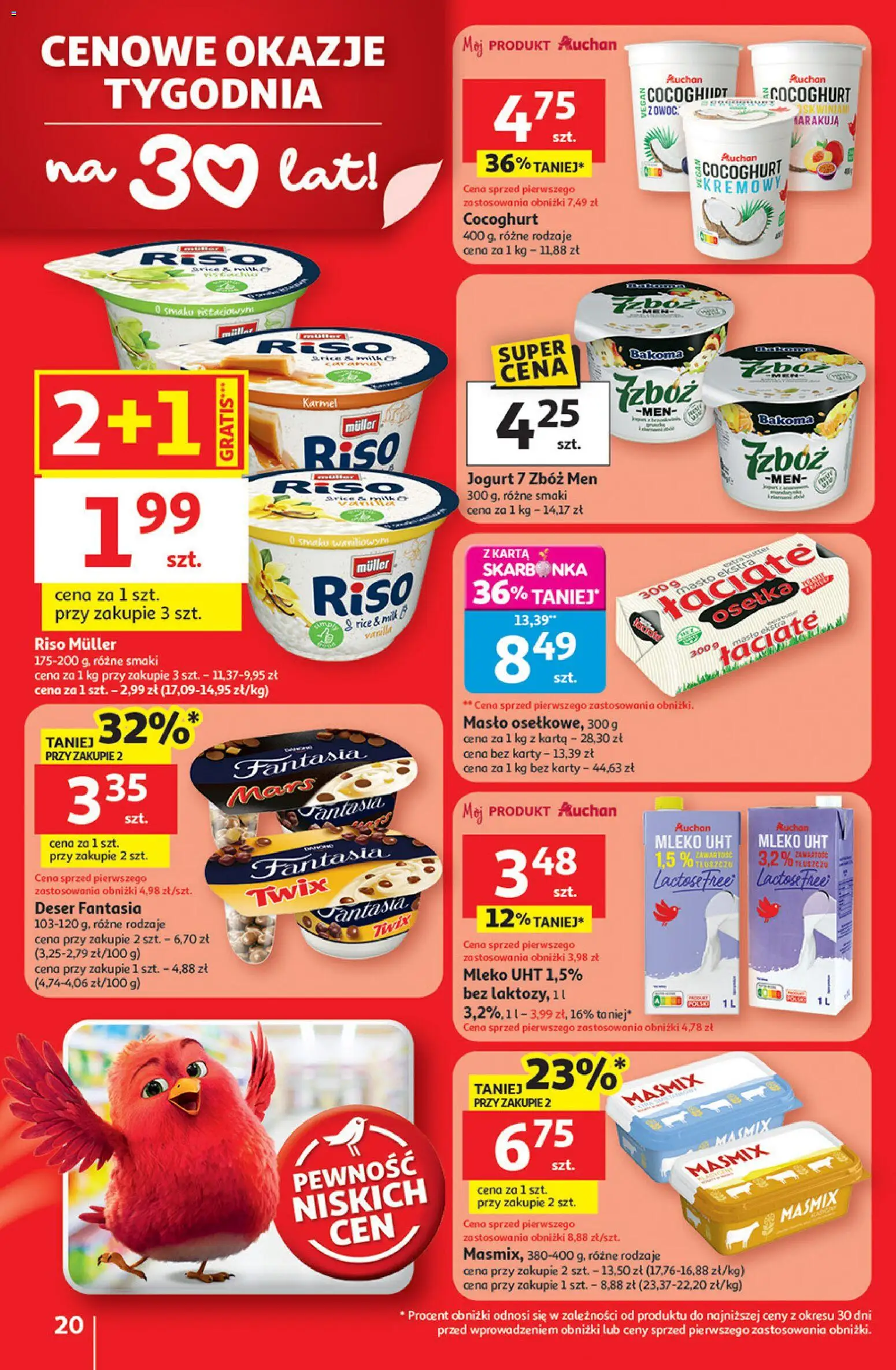 Auchan Gazetka - 30 Lat Hipermarket od 08.01.2026 | Strona: 20 | Produkty: Karta, Osełka, Masło, Jogurt