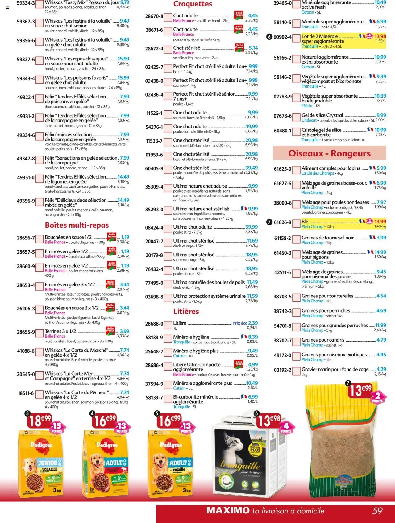  | Page: 59 | Produits: Litière, Thon, Poisson, Saumon