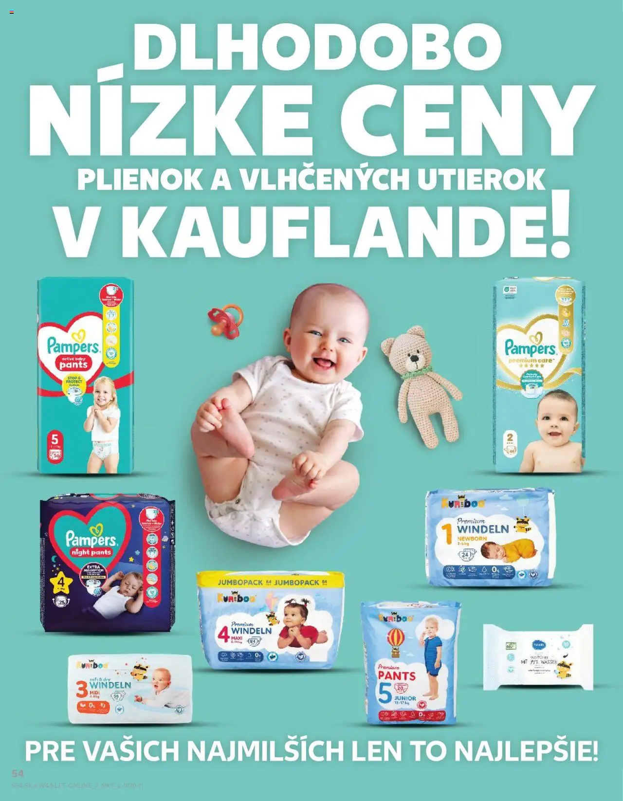 Nové Kaufland akcie – leták je platný od 23.10.2025 | Strana: 54 | Produkty: Pampers Premium Care, Pampers