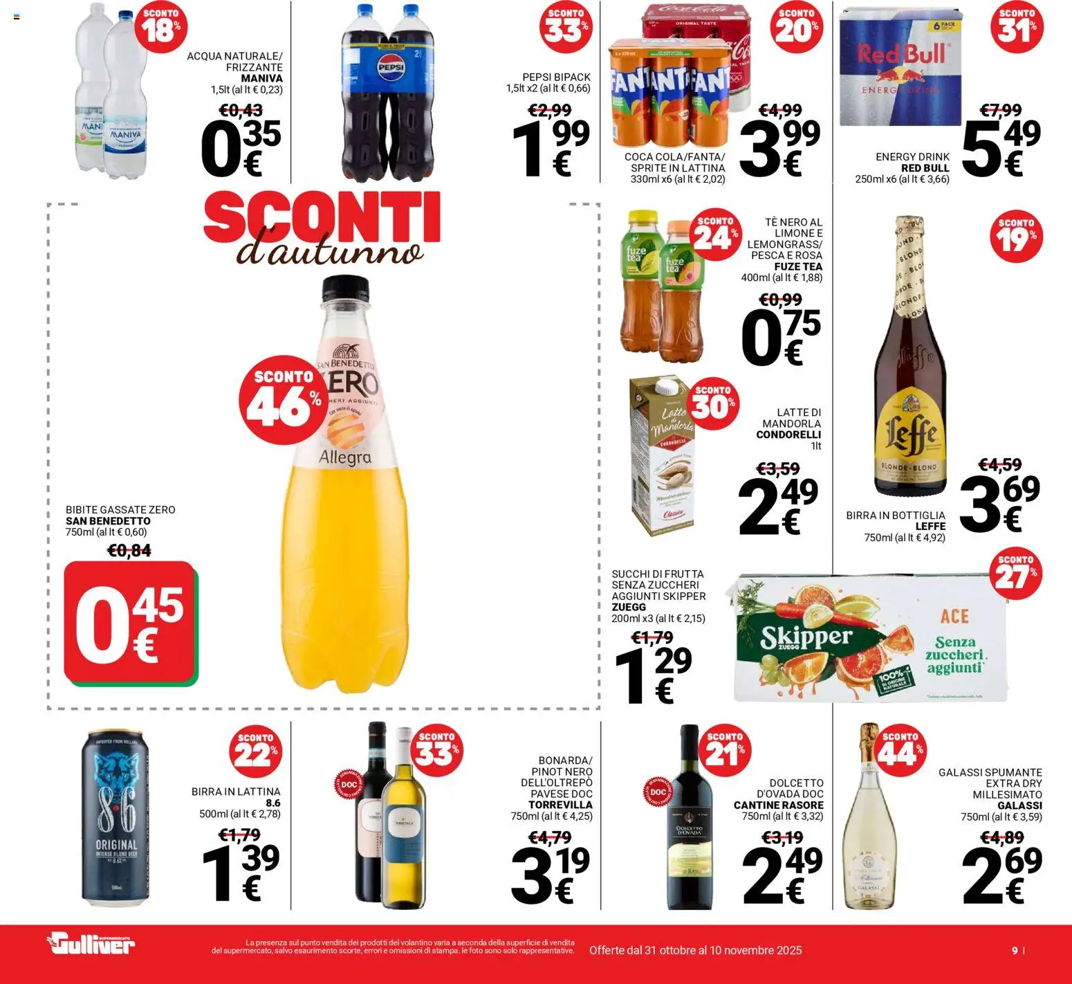 Volantino Gulliver del 31.10.2025 | Pagina: 9 | Prodotti: Acqua, Frutta, Limone, Pesca