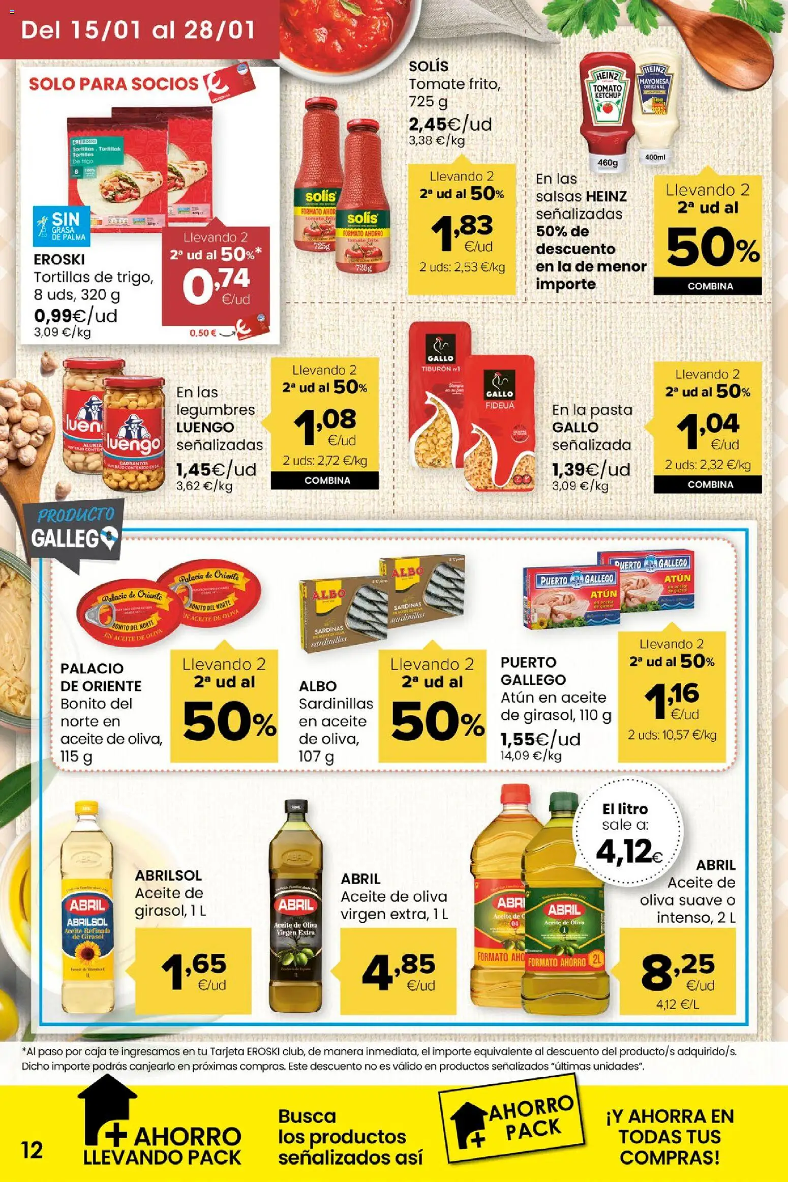 Eroski folleto │ válido desde el 15.01.2026 | Página: 12 | Productos: Pasta, Aceite de oliva, Οθόνη προβολής, Caja