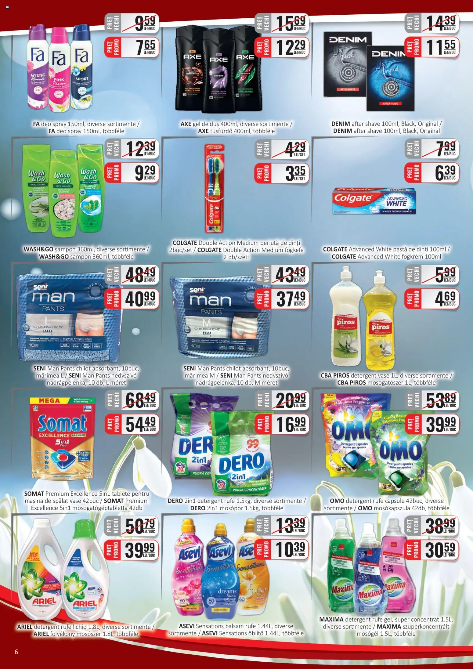 Noul catalog CBA – valabil de la 16.02.2026 | Pagină: 6 | Produse: Mașină De Spălat Vase, Pudră, Gel de duș, Periuță de dinți