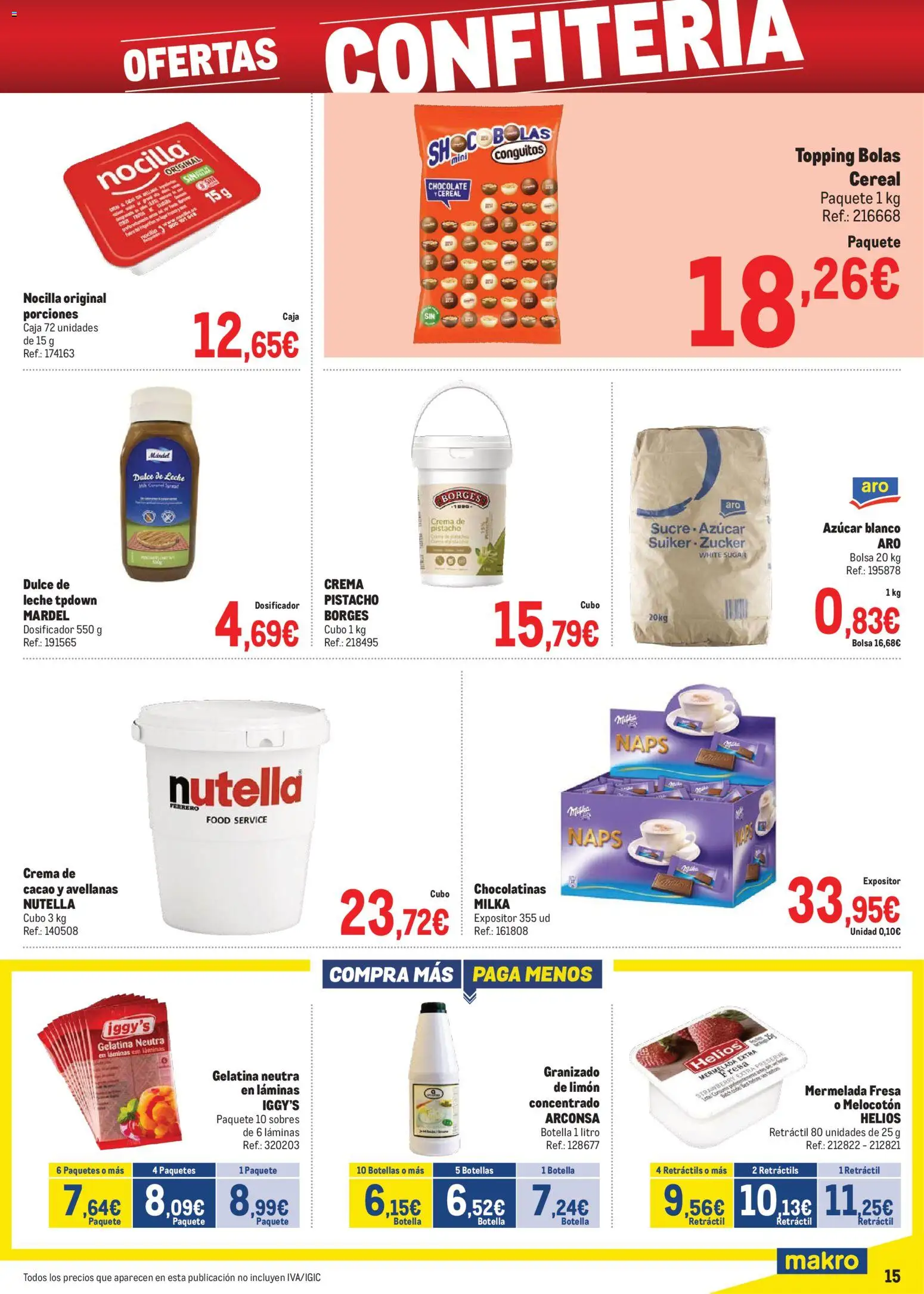 Makro - Precios Norte │ válido desde el 03.11.2025 | Página: 15 | Productos: Gelatina, Chocolate, Crema de cacao, Φρυγανιές σικάλεως