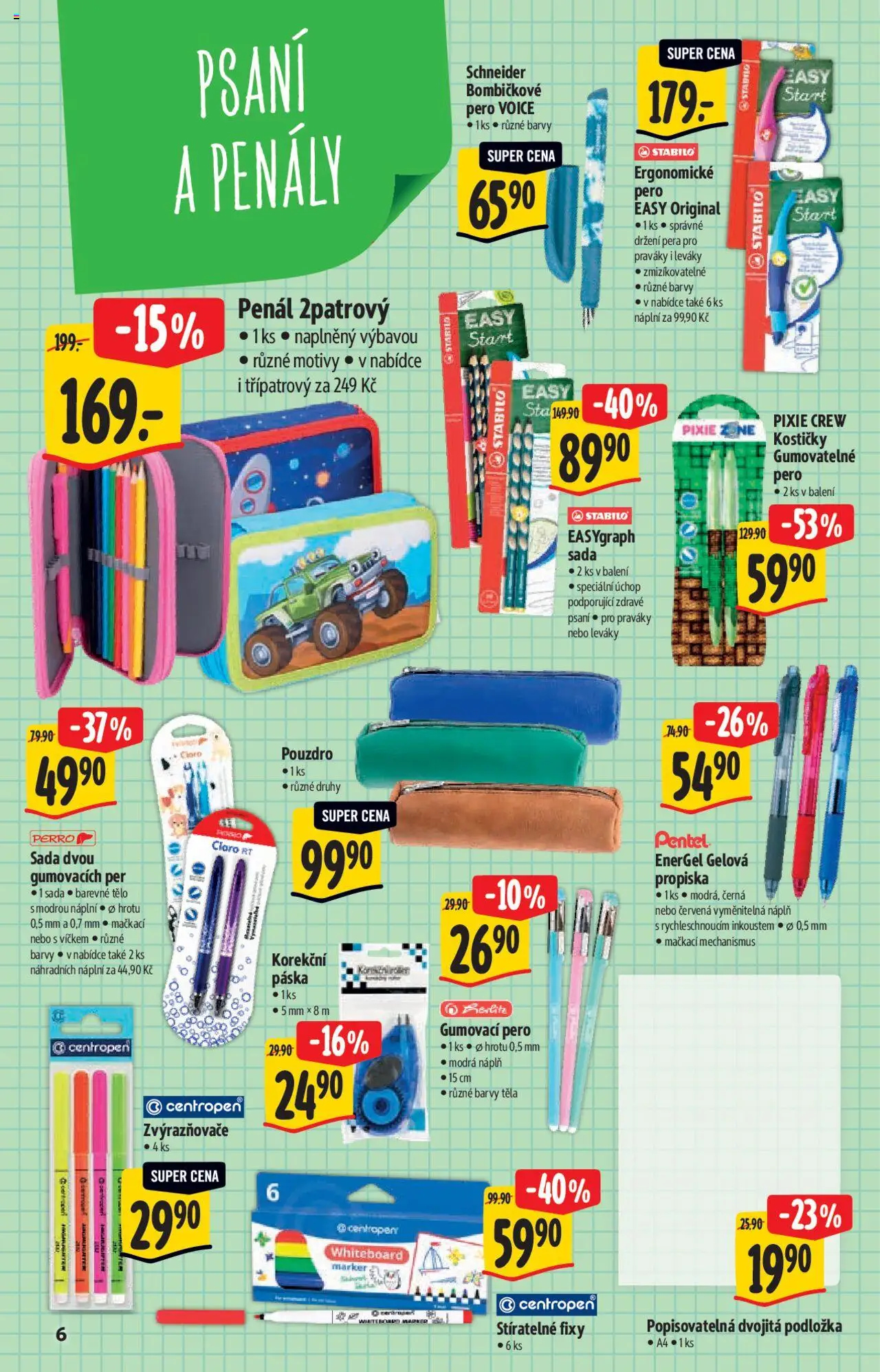 Albert katalog - Hypermarket od 13.08.2025 | Strana: 6 | Produkty: Penál, Pero, Pouzdro, Barvy