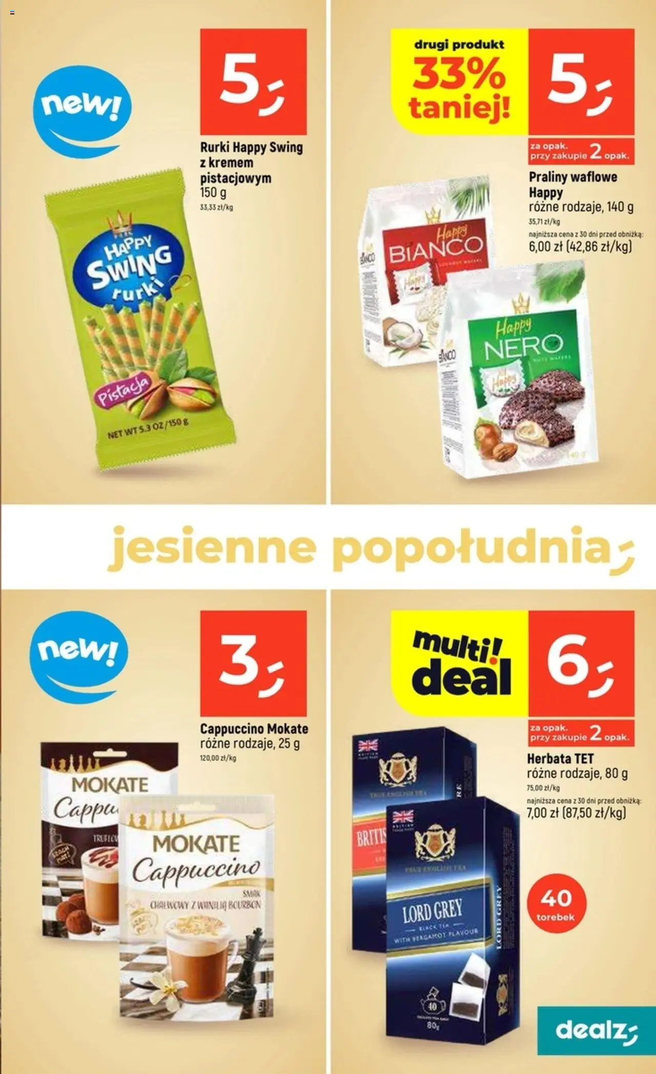 Dealz Gazetka od 18.09.2025 | Strona: 29 | Produkty: Bourbon, Praliny, Cappuccino, Herbata