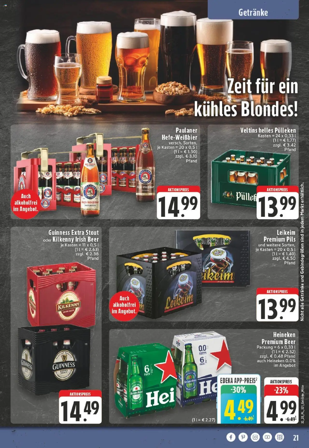Edeka prospekt Düsseldorf-Derendorf	 - gültig ab dem 03.08.2025 | Seite: 21 | Produkte: Pils, Heineken, Paulaner, Veltins